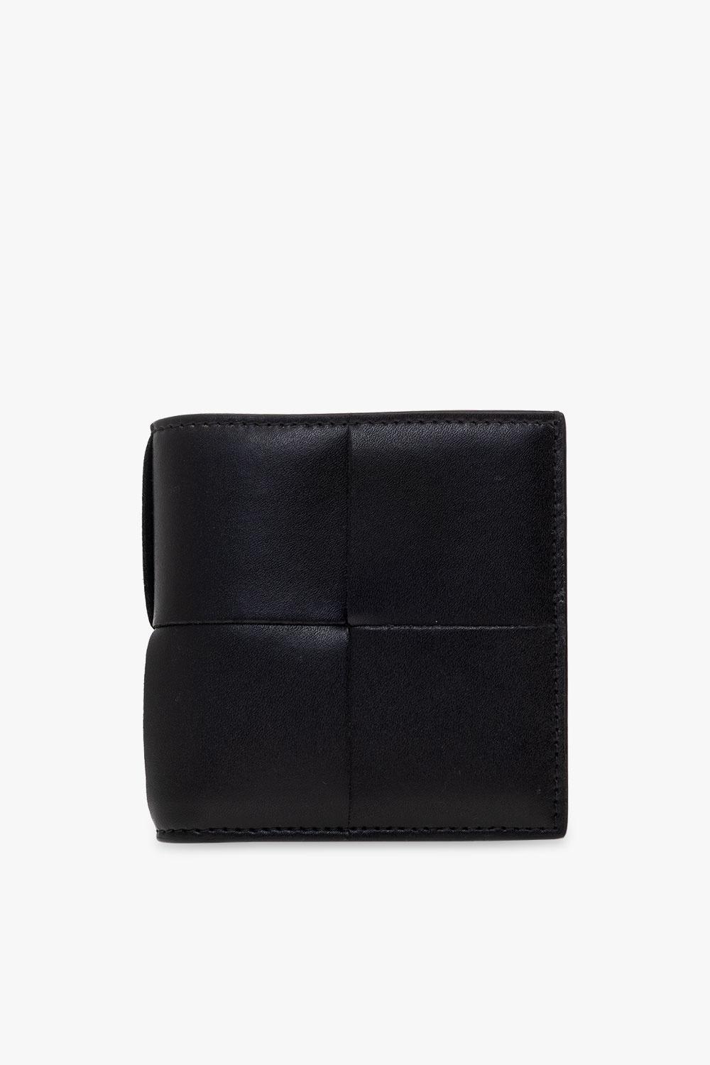 Bottega Veneta Leather Folding Wallet In Black