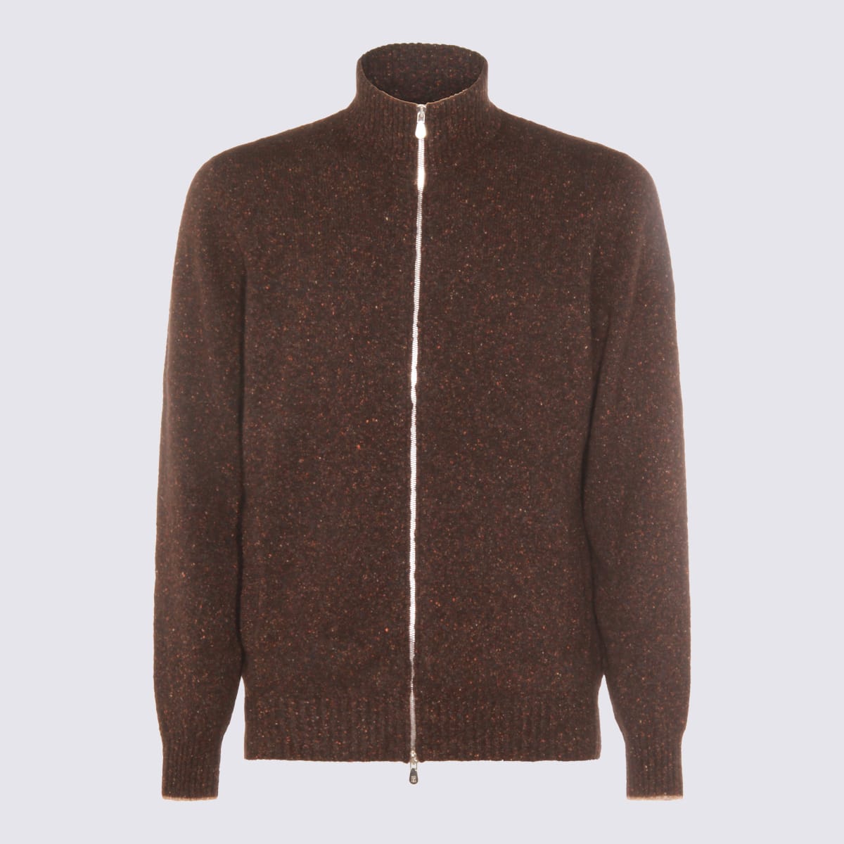 Brunello Cucinelli High Neck Ribbed Cuff And Hem Sweater In Animal Print