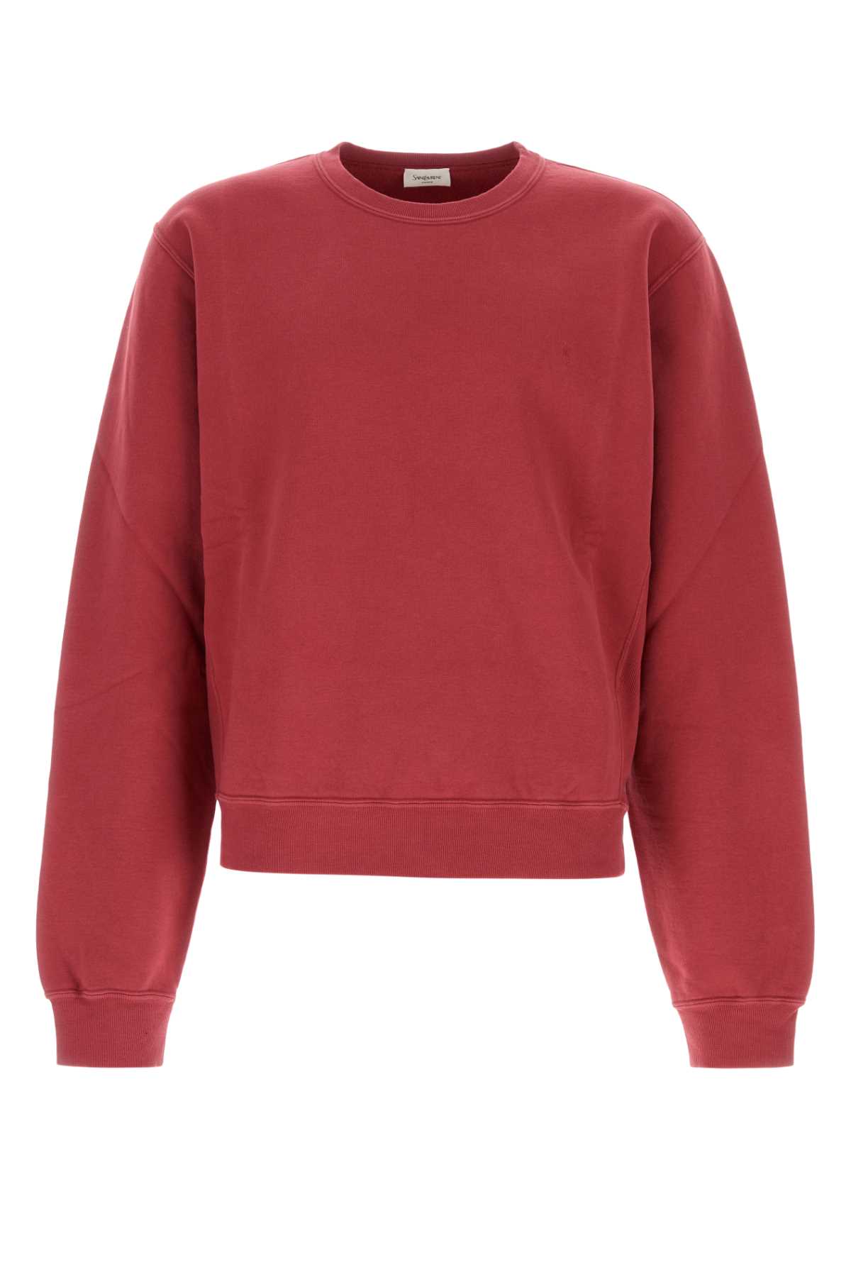 Saint Laurent Cotton Sweatshirt With Crew Neck And Long Sleeves In Pink