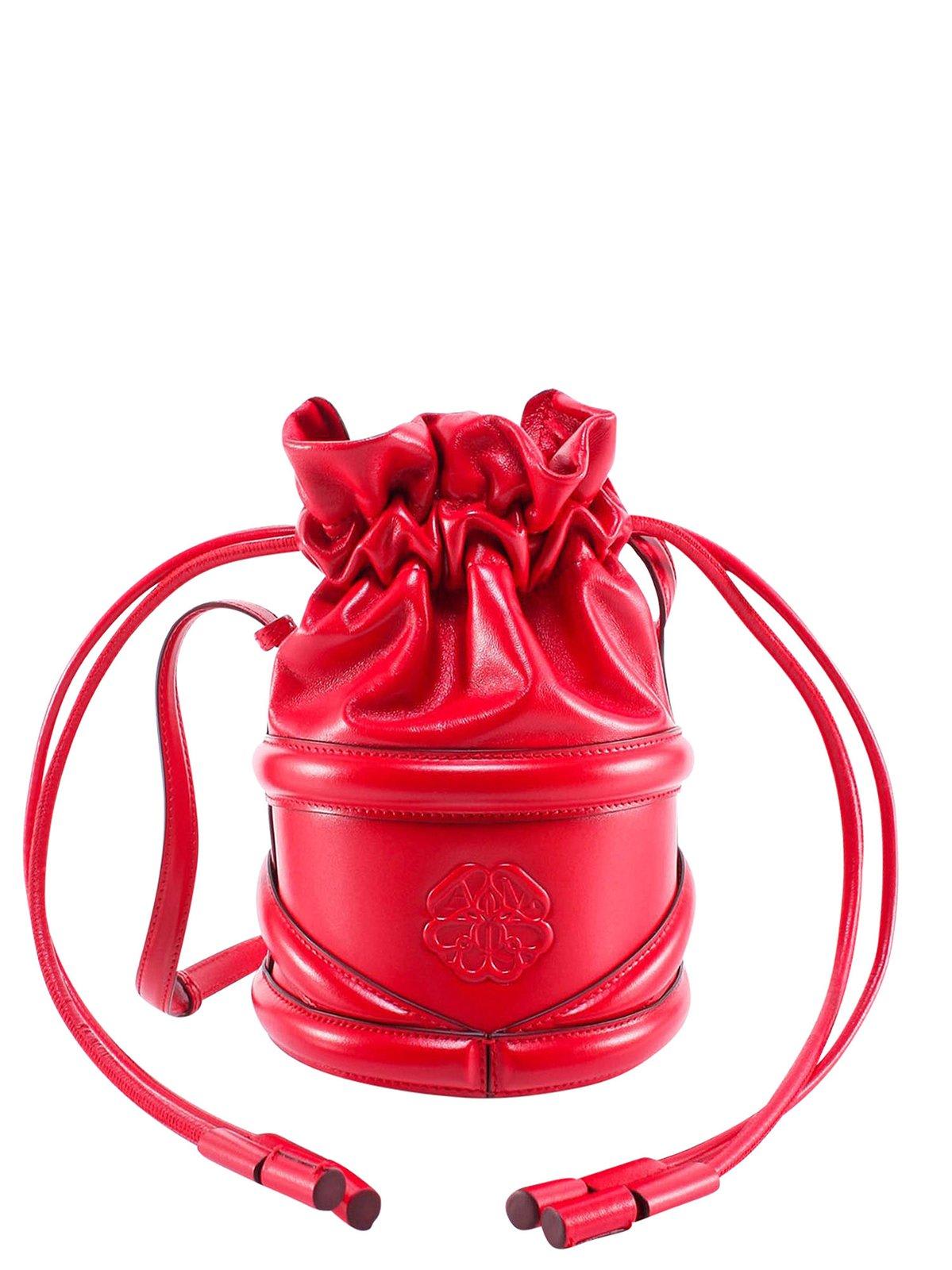 ALEXANDER MCQUEEN LOGO DETAILED DRAWSTRING BUCKET BAG 