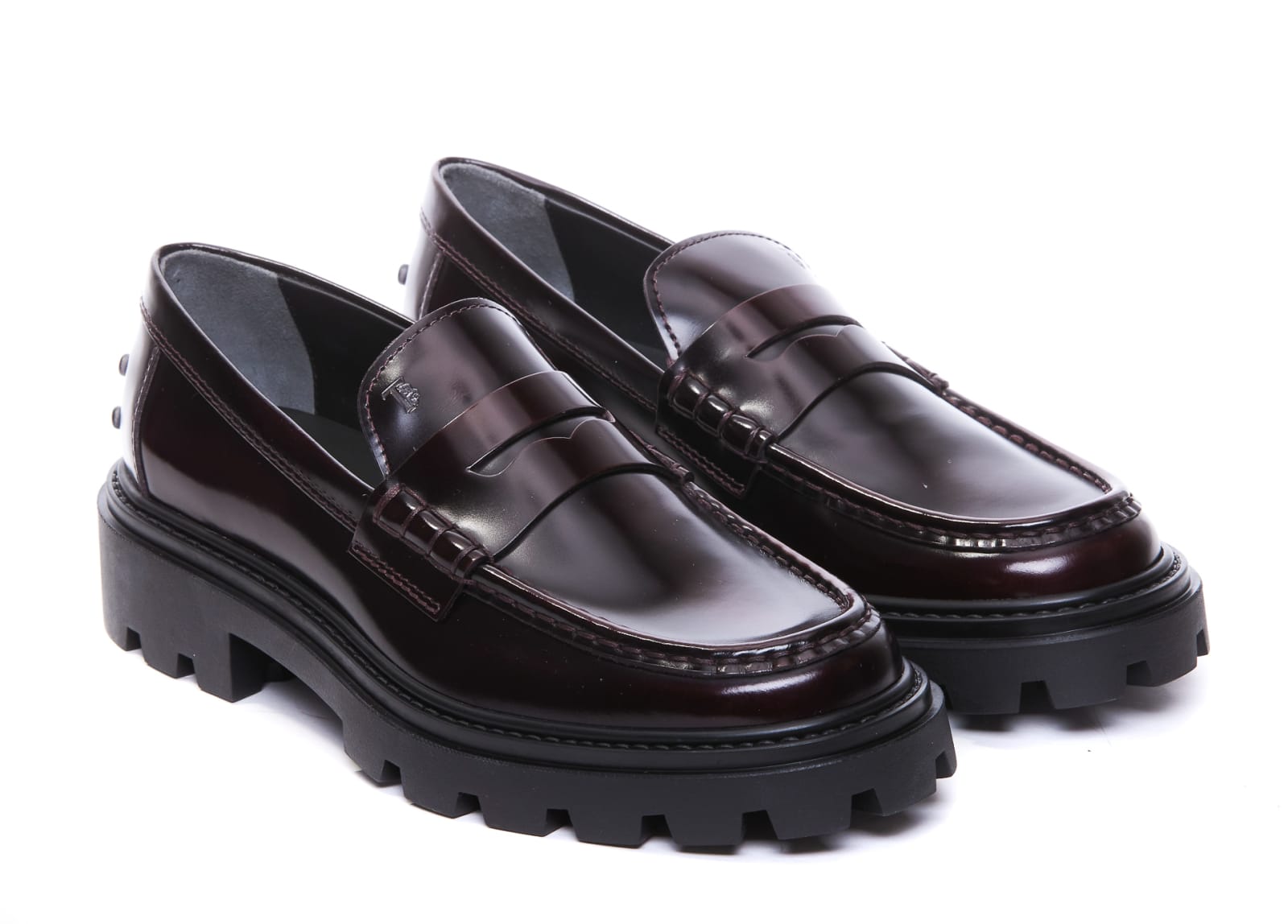 Shop Tod's Leather Tods Loafers In Bordeaux