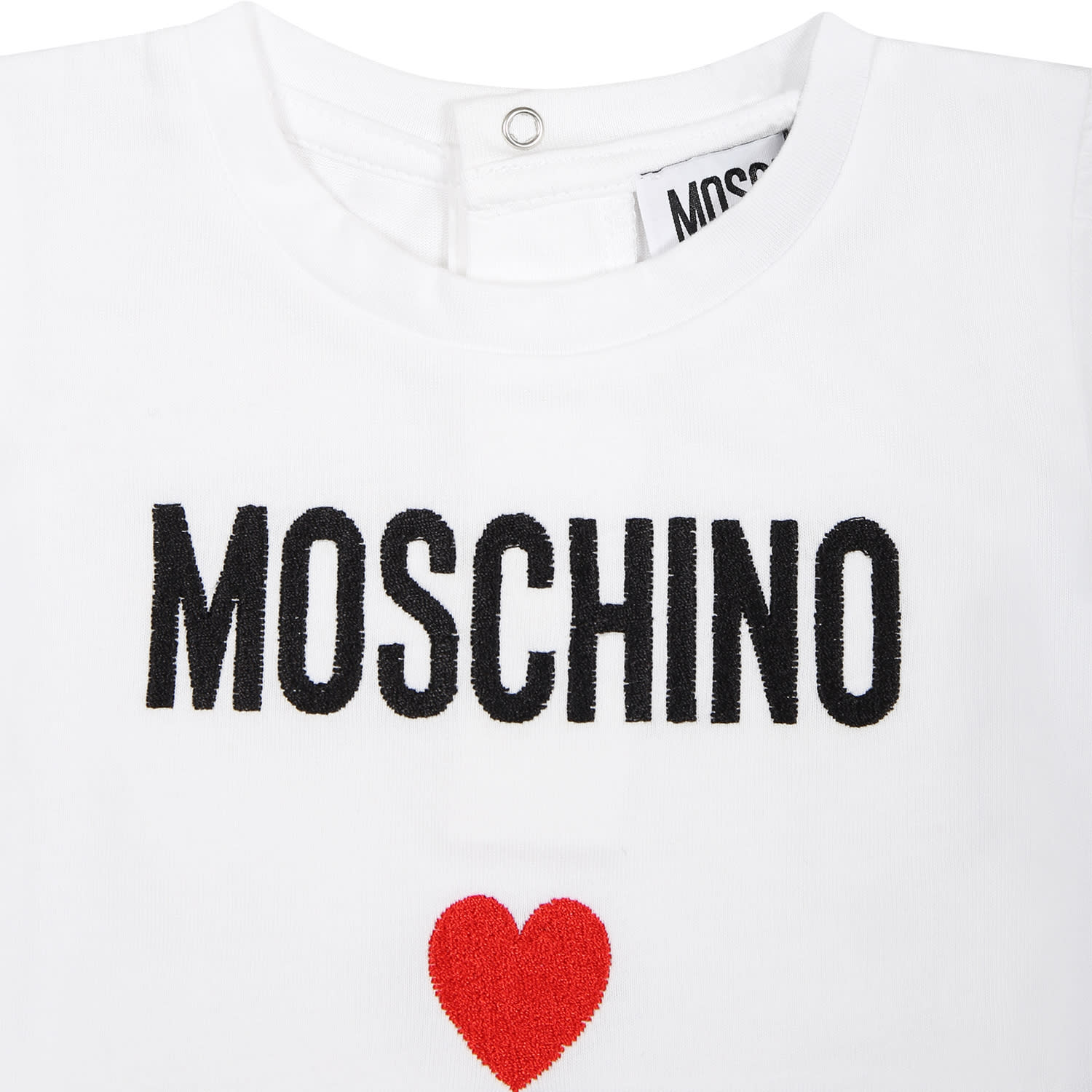 Shop Moschino White T-shirt For Baby Girl With Logo