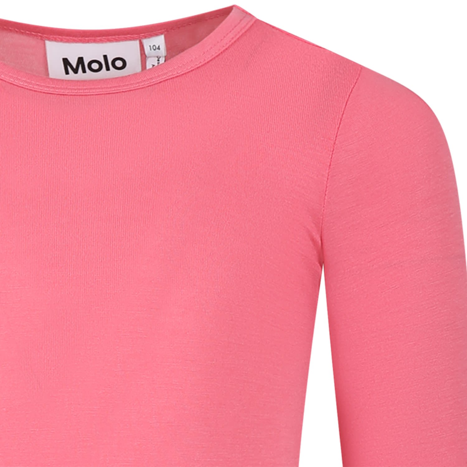 Molo Pink T-shirt For Girl With Logo In Fuchsia