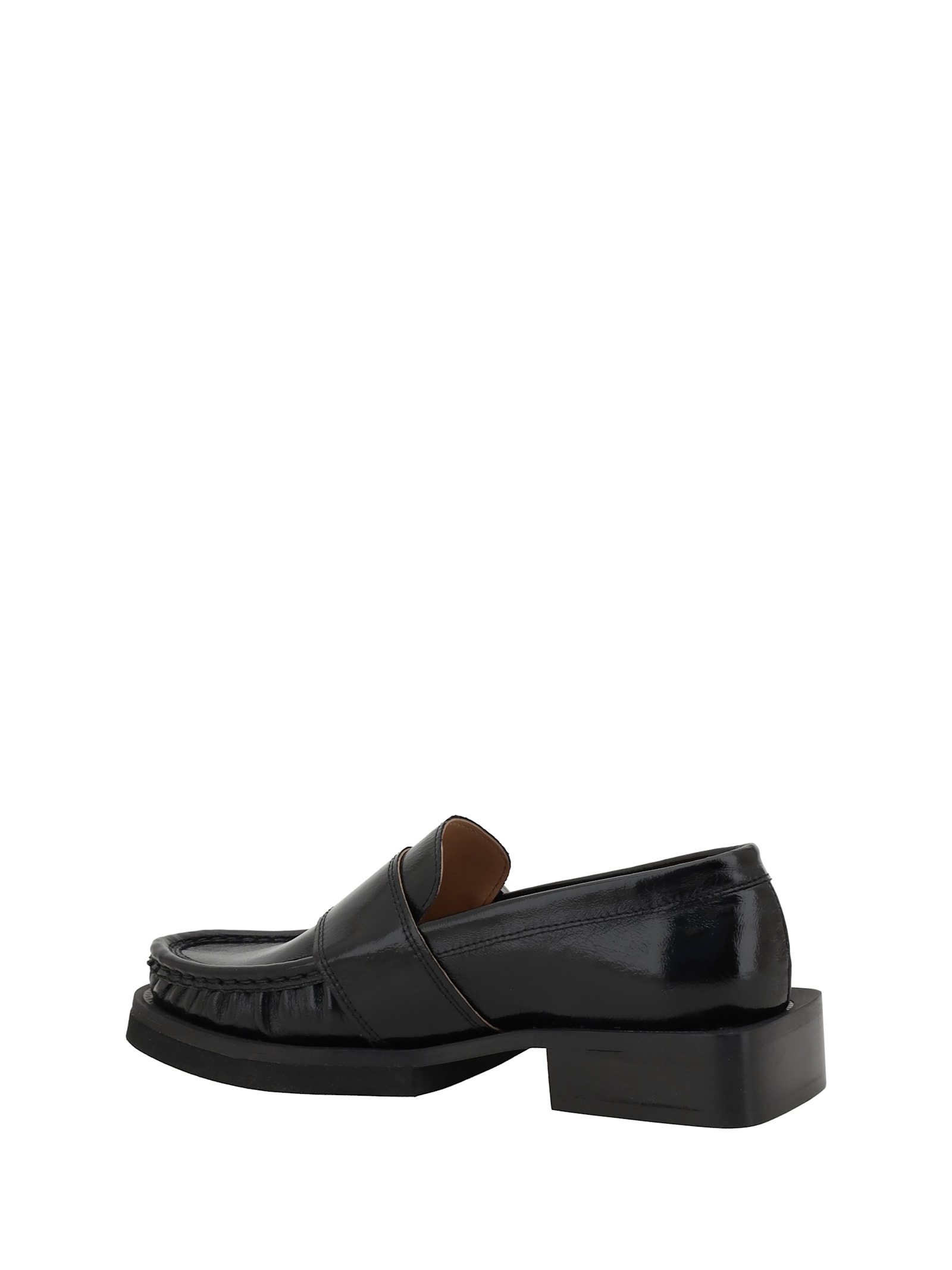 Ganni Feminine Buckle Loafers In Black