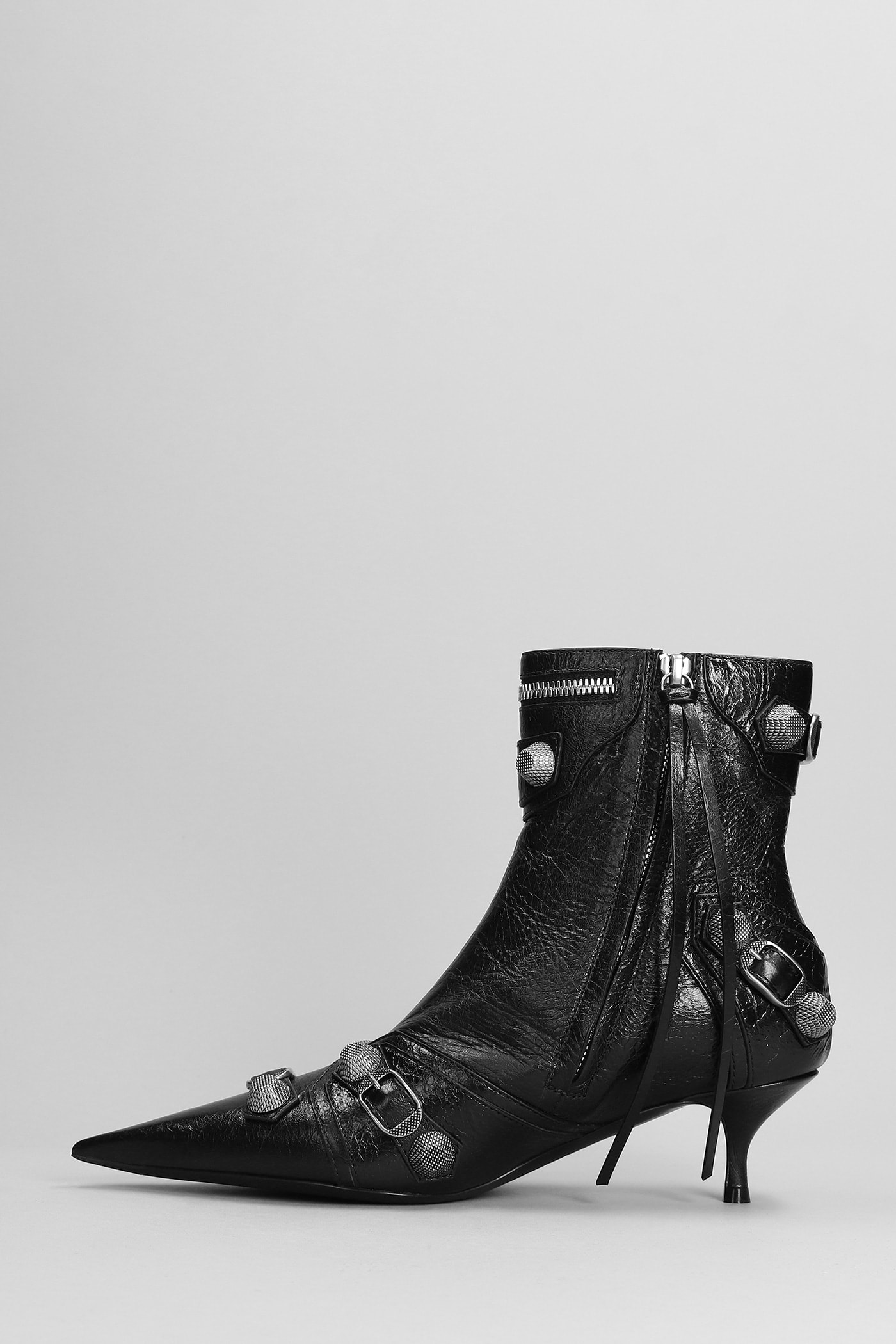 Shop Balenciaga Low Heels Ankle Boots In Black Leather