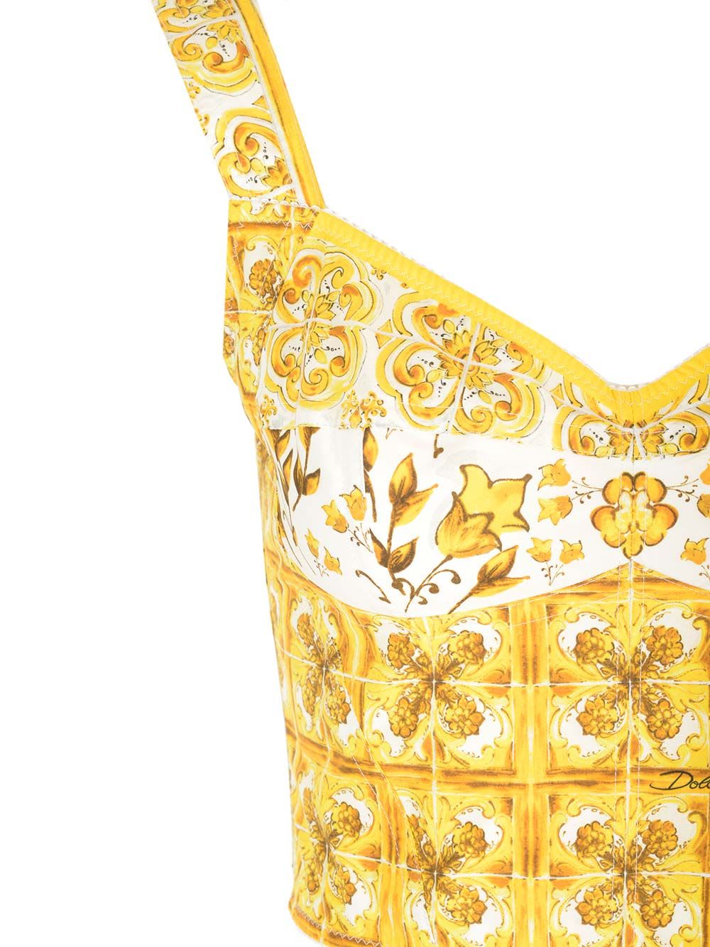 Shop Dolce & Gabbana Bustier Top In Yellow