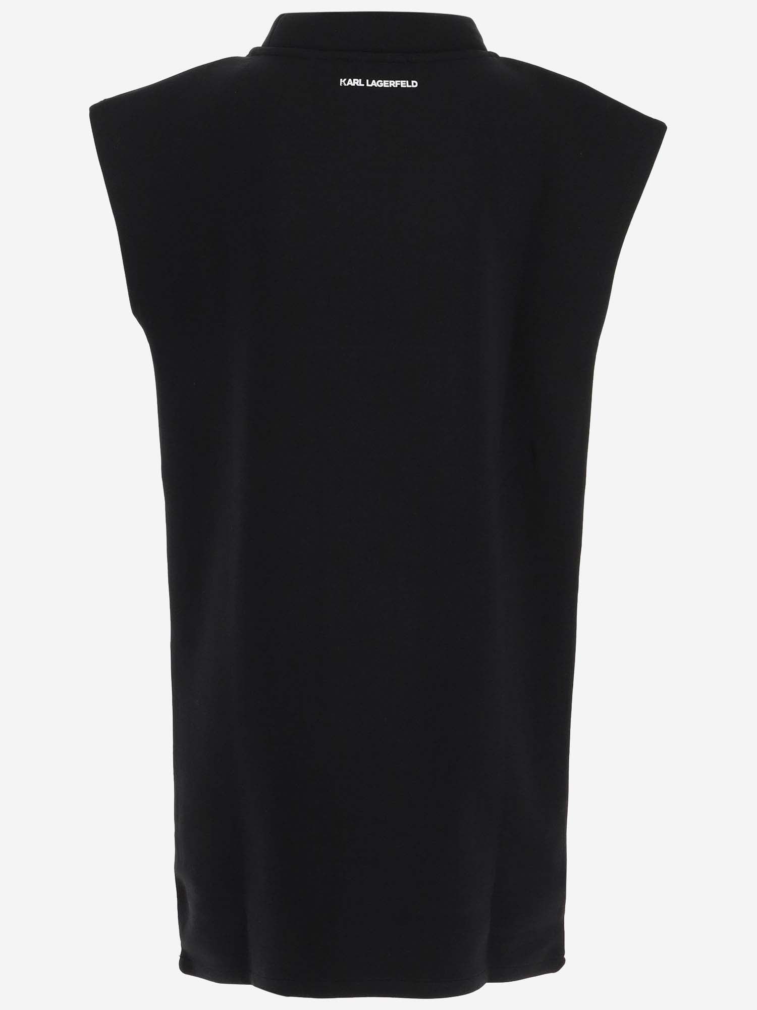 Shop Karl Lagerfeld Cotton Blend Dress With Rhinestones In Black