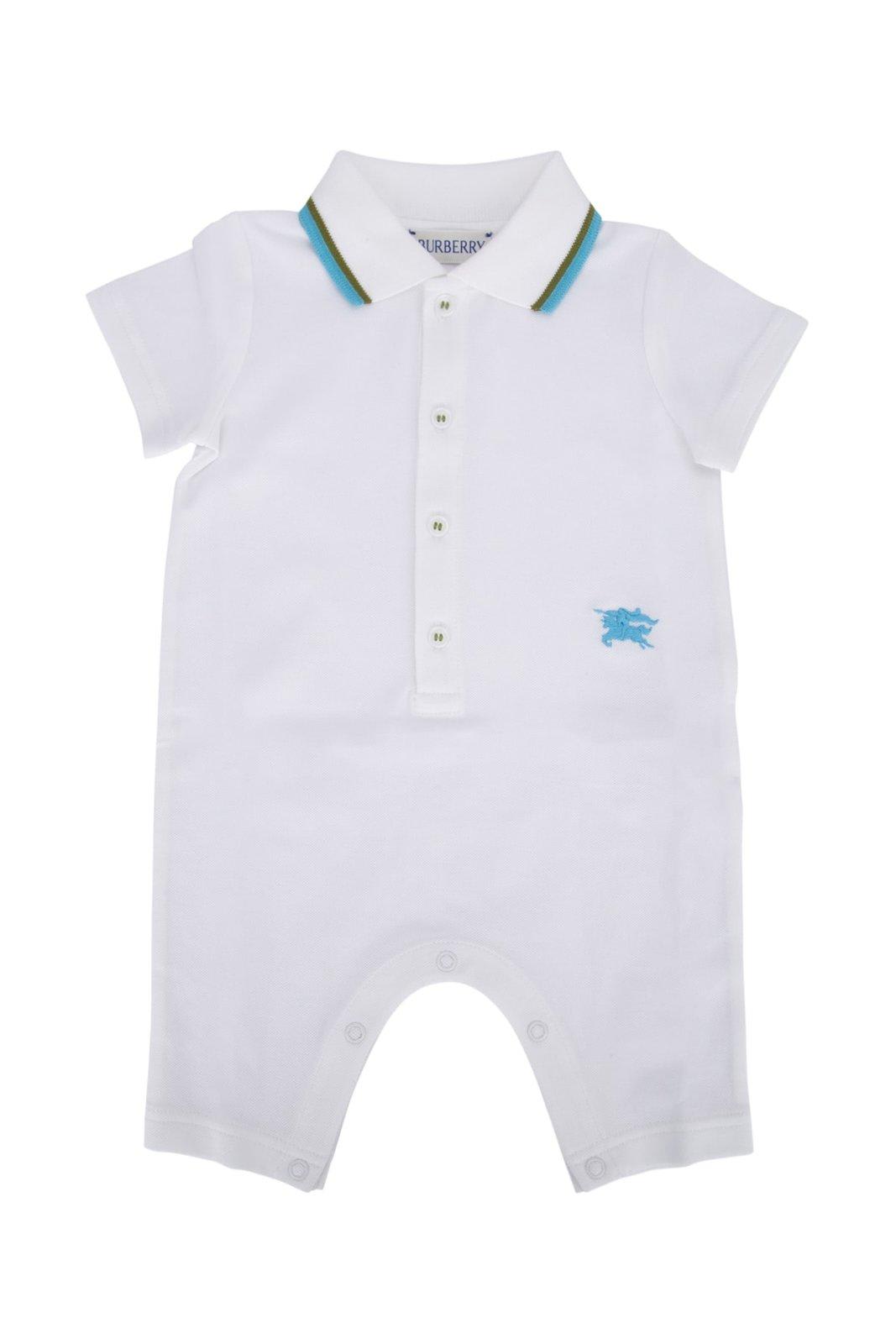 Burberry Babies' Equestrian Knight Polo Collar Rompers In White