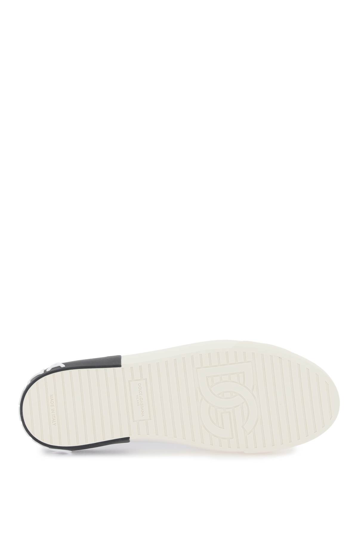 Shop Dolce & Gabbana Portofino Nappa Leather Sneakers In Bianco/nero