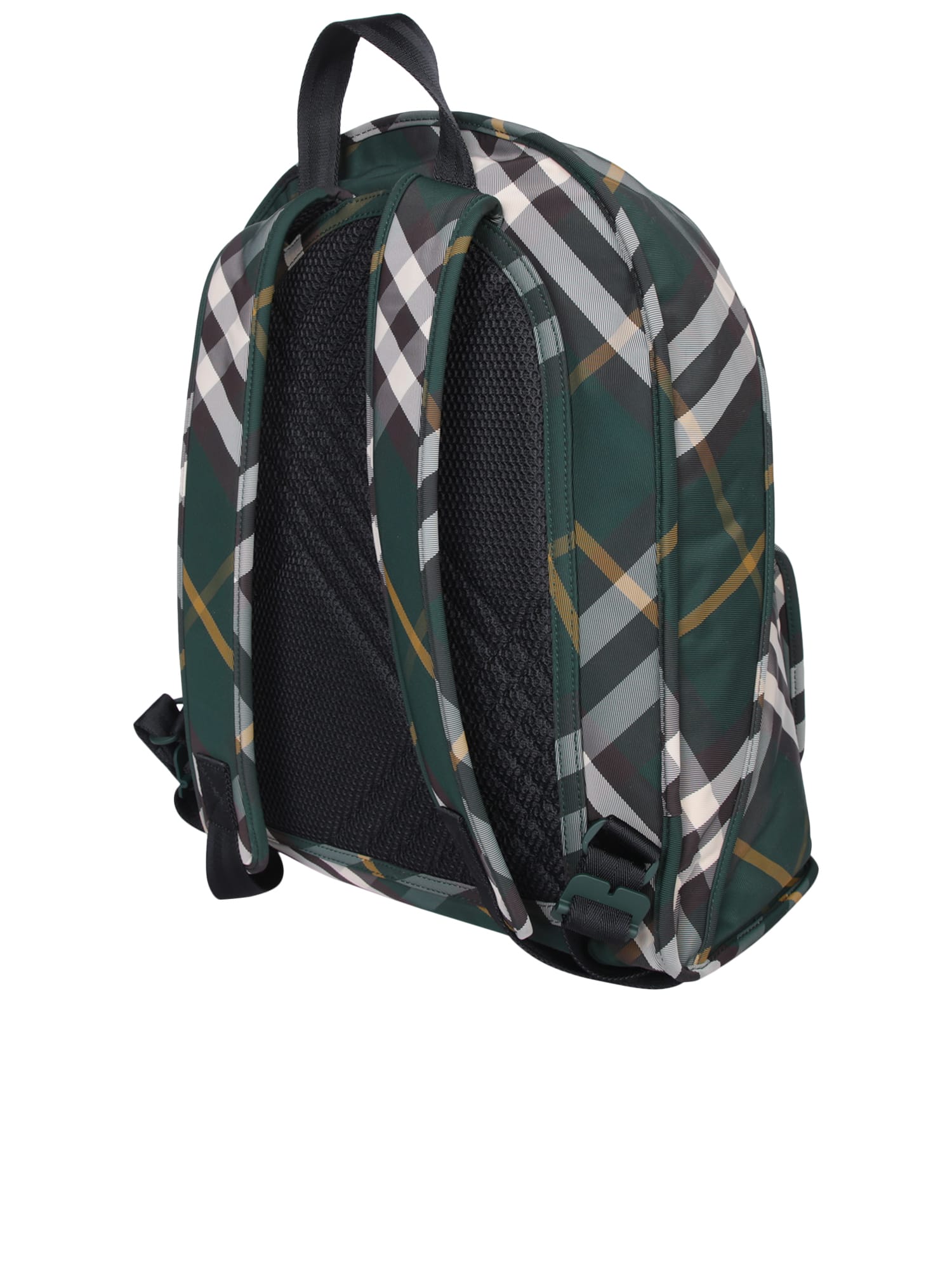 Shop Burberry Shield S24 Check Green Backpack