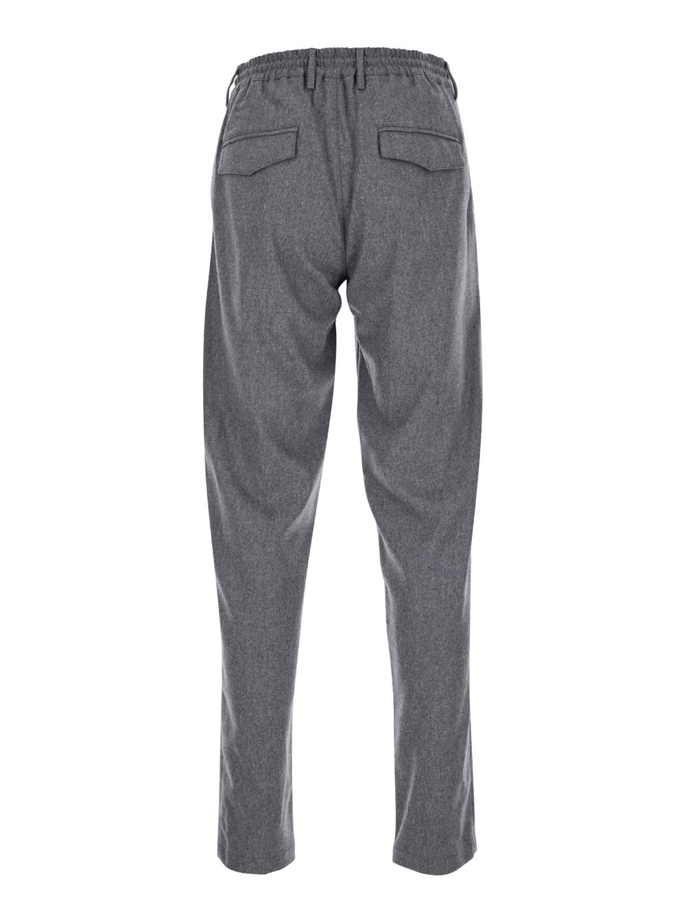 Shop Eleventy Grey Joggers Pants With Drawstring In Wool And Cashmere Man