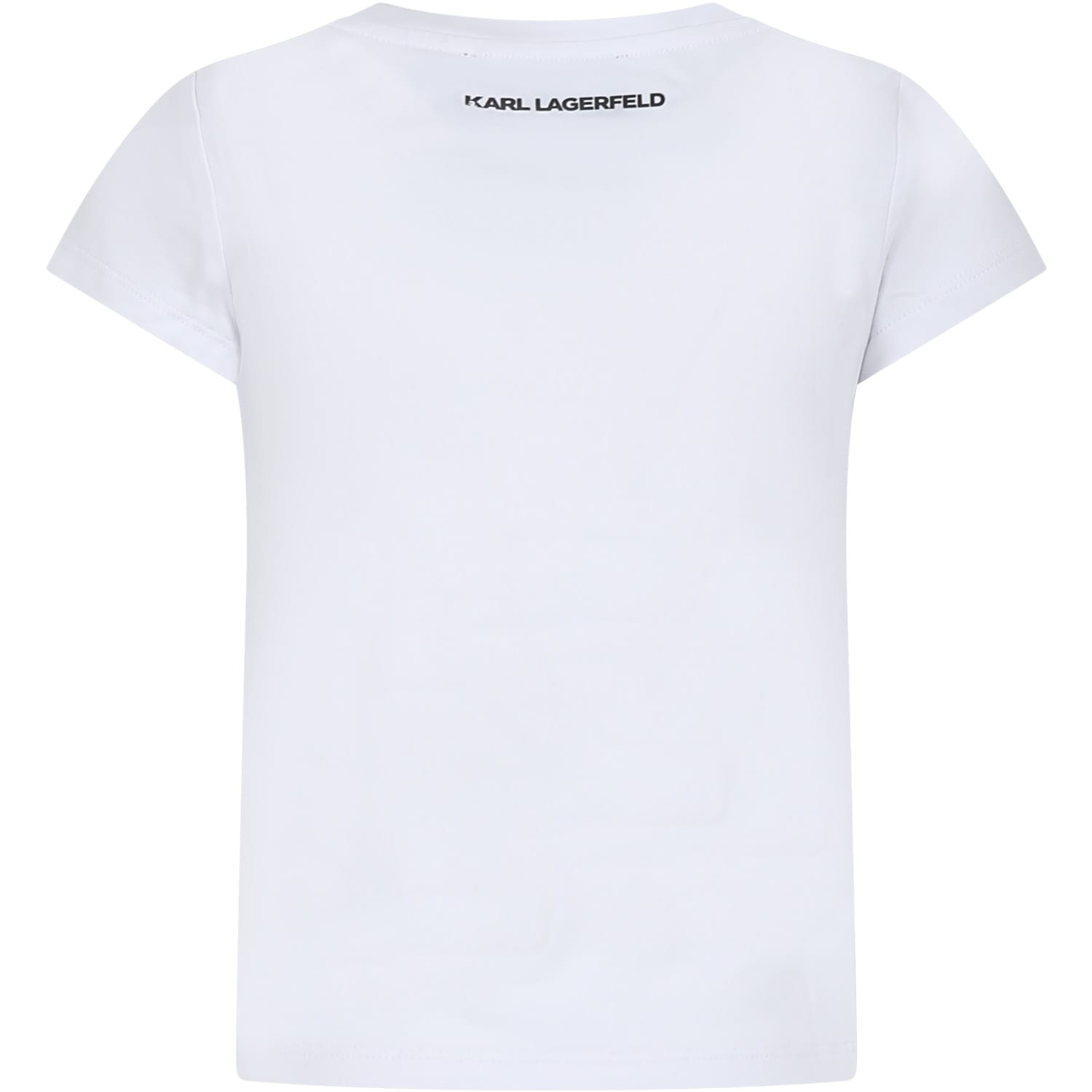 Shop Karl Lagerfeld White T-shirt For Girl With Logo In Bianco
