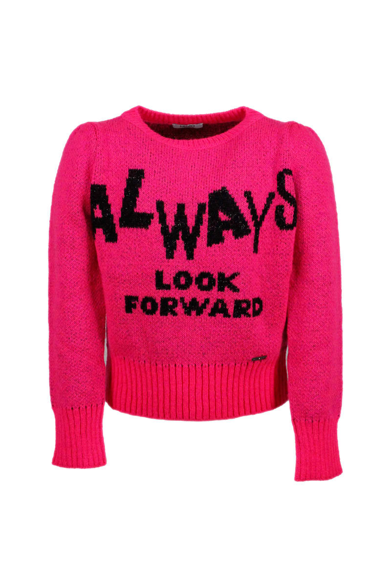 Liu-Jo Long-sleeved Crewneck Sweater With Lurex Thread Lettering