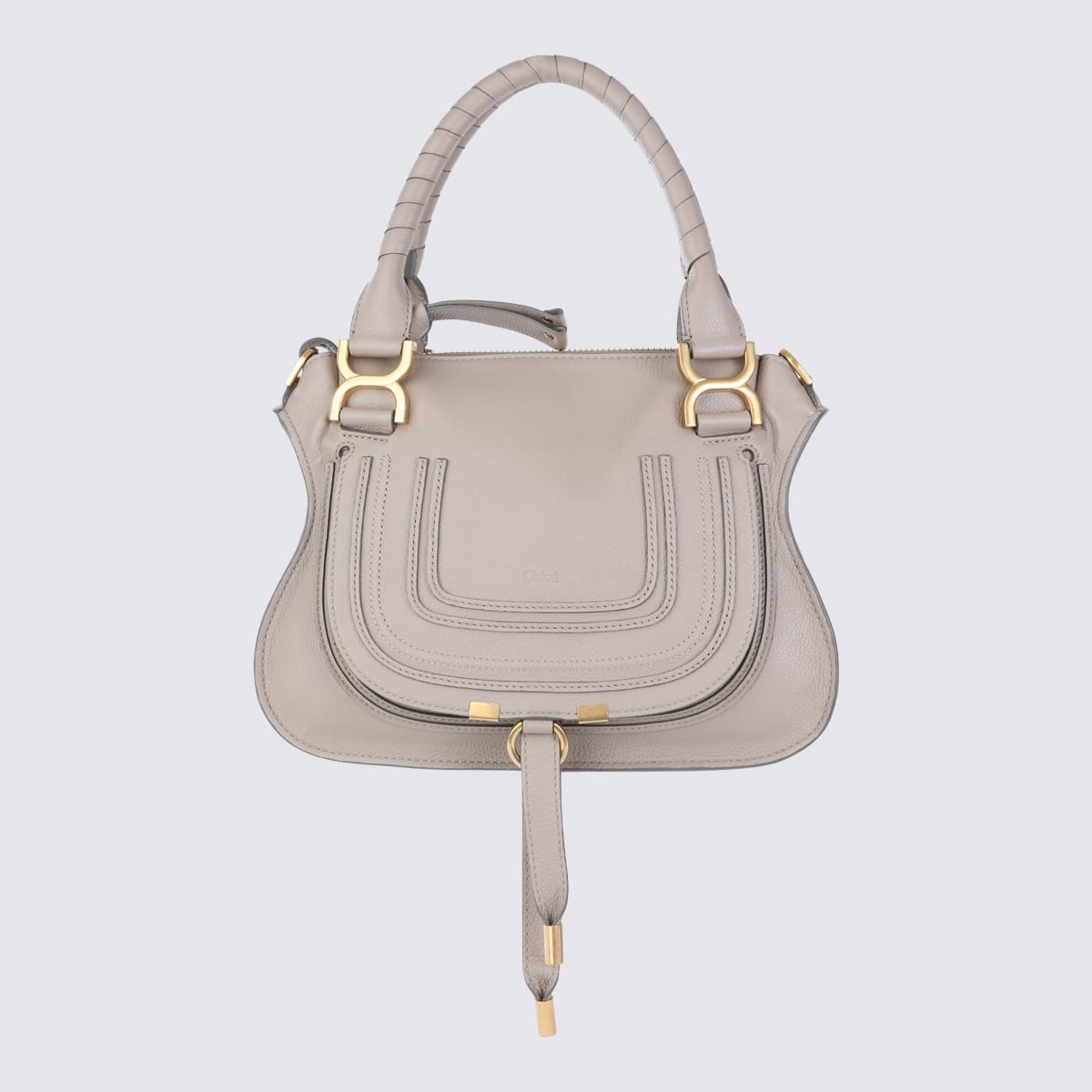 Chloé Light Grey Marcie Leather Top Handle Bag