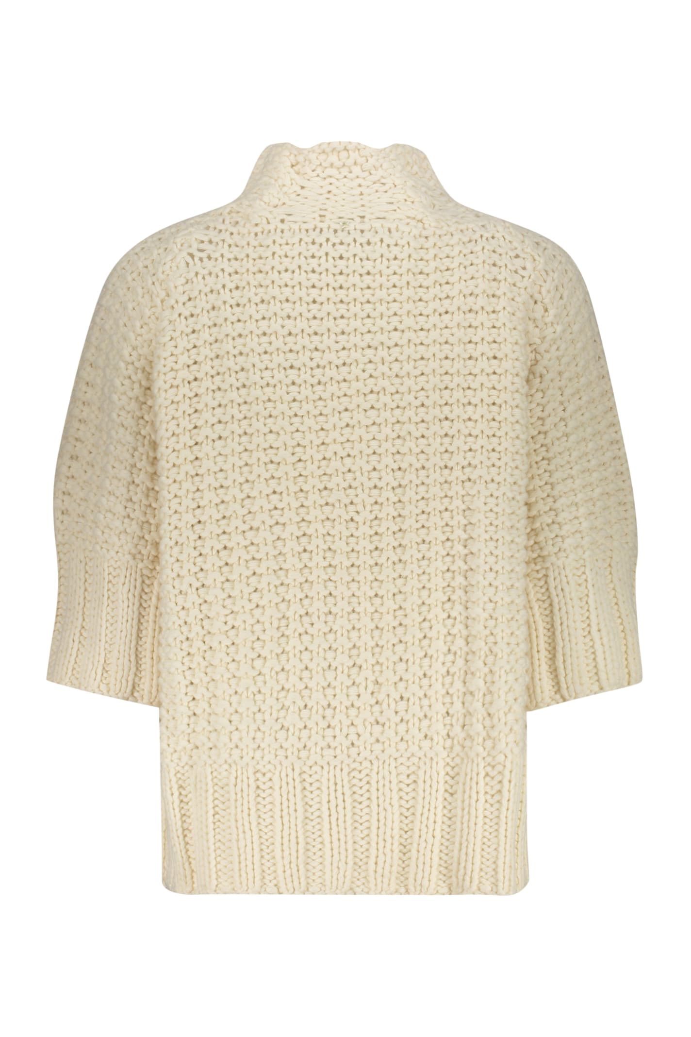 Lorena Antoniazzi Short-sleeved Turtleneck Sweater In Ivory