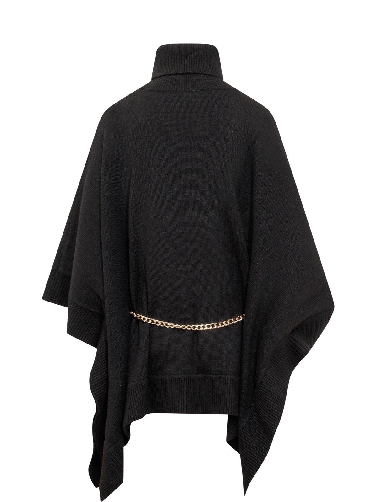 Shop Michael Michael Kors Turtleneck Knit Poncho In Black