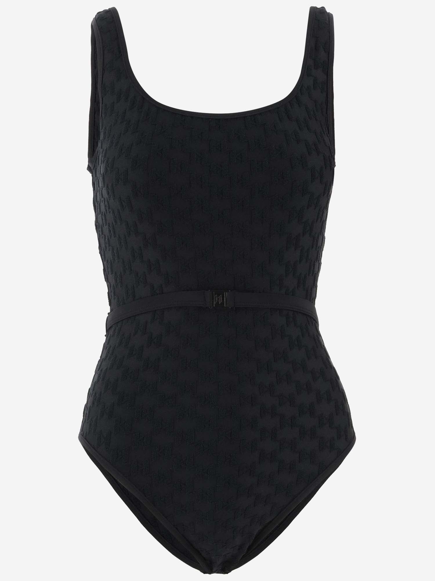 Shop Karl Lagerfeld One-piece Swimsuit With Logo In Black