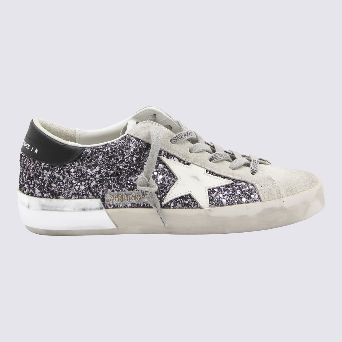 Golden Goose Silver Leather Sneakers In Antracite/ice/white/black