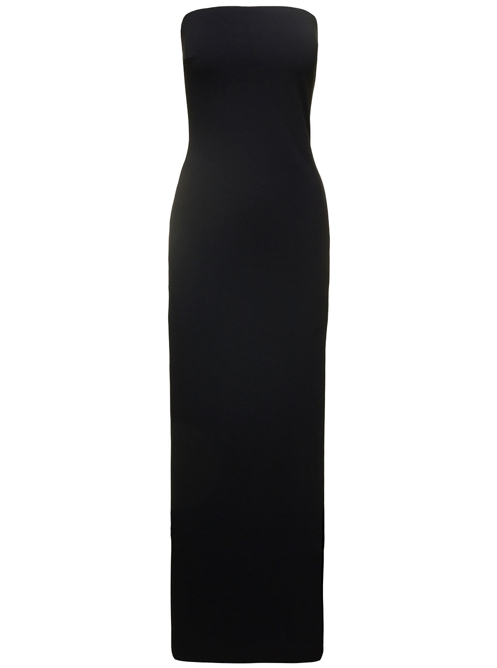SOLACE LONDON BLACK MAXI ZORA DRESS WITH DEEP FRONT VENT IN POLYESTER WOMAN