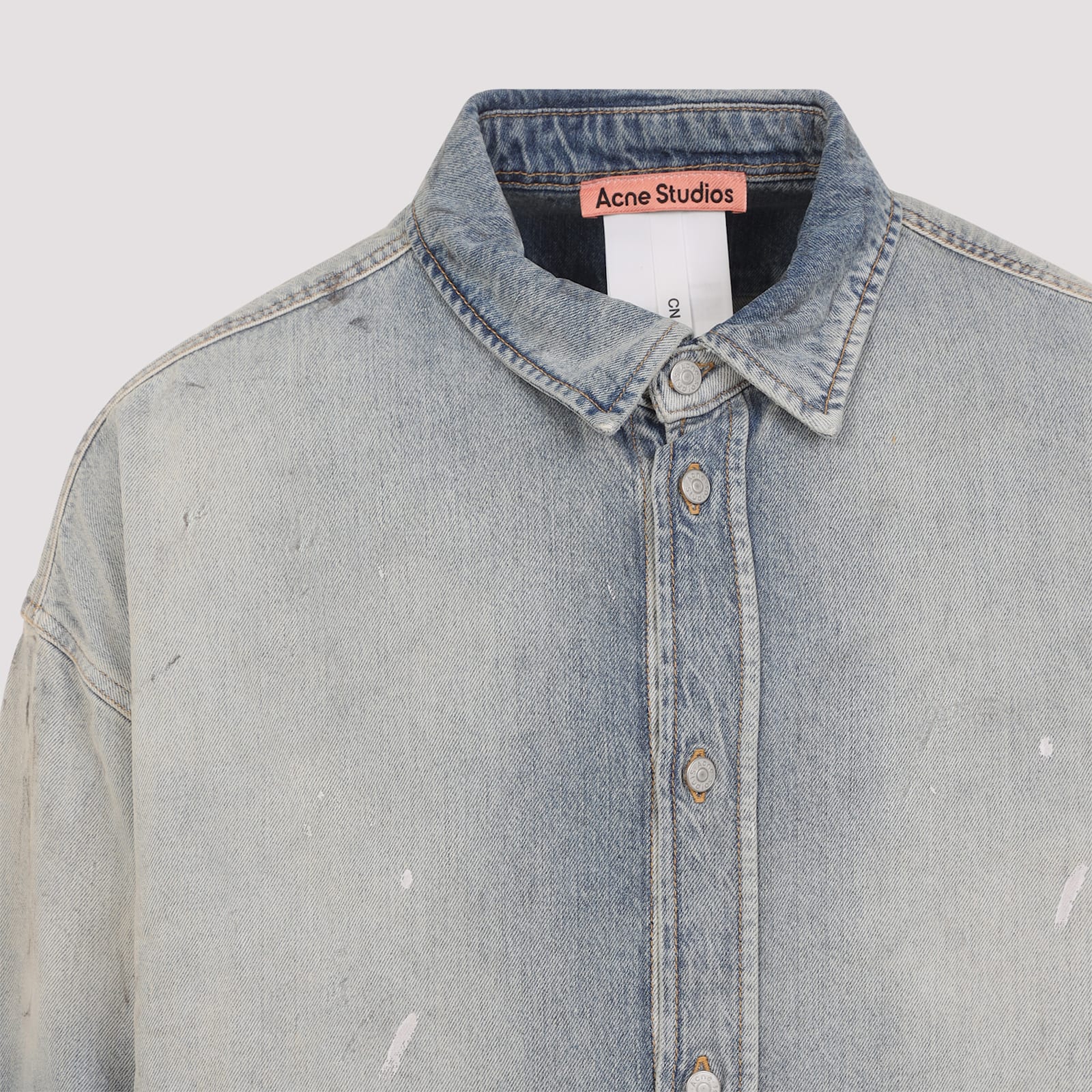 Acne Studios Distressed Denim Shirt In Blue