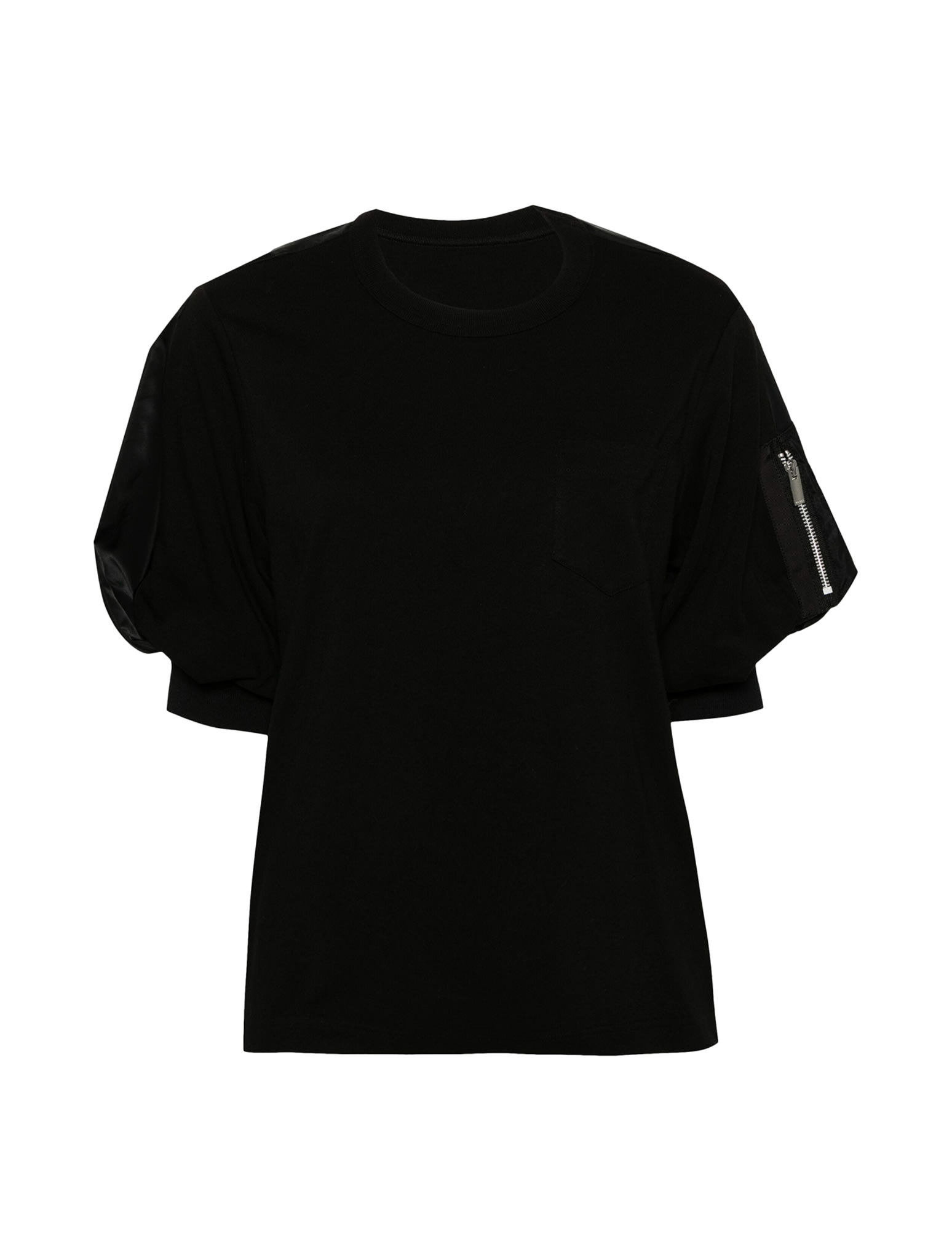 Shop Sacai Nylon Twill X Cotton Jersey T-shirt In Black