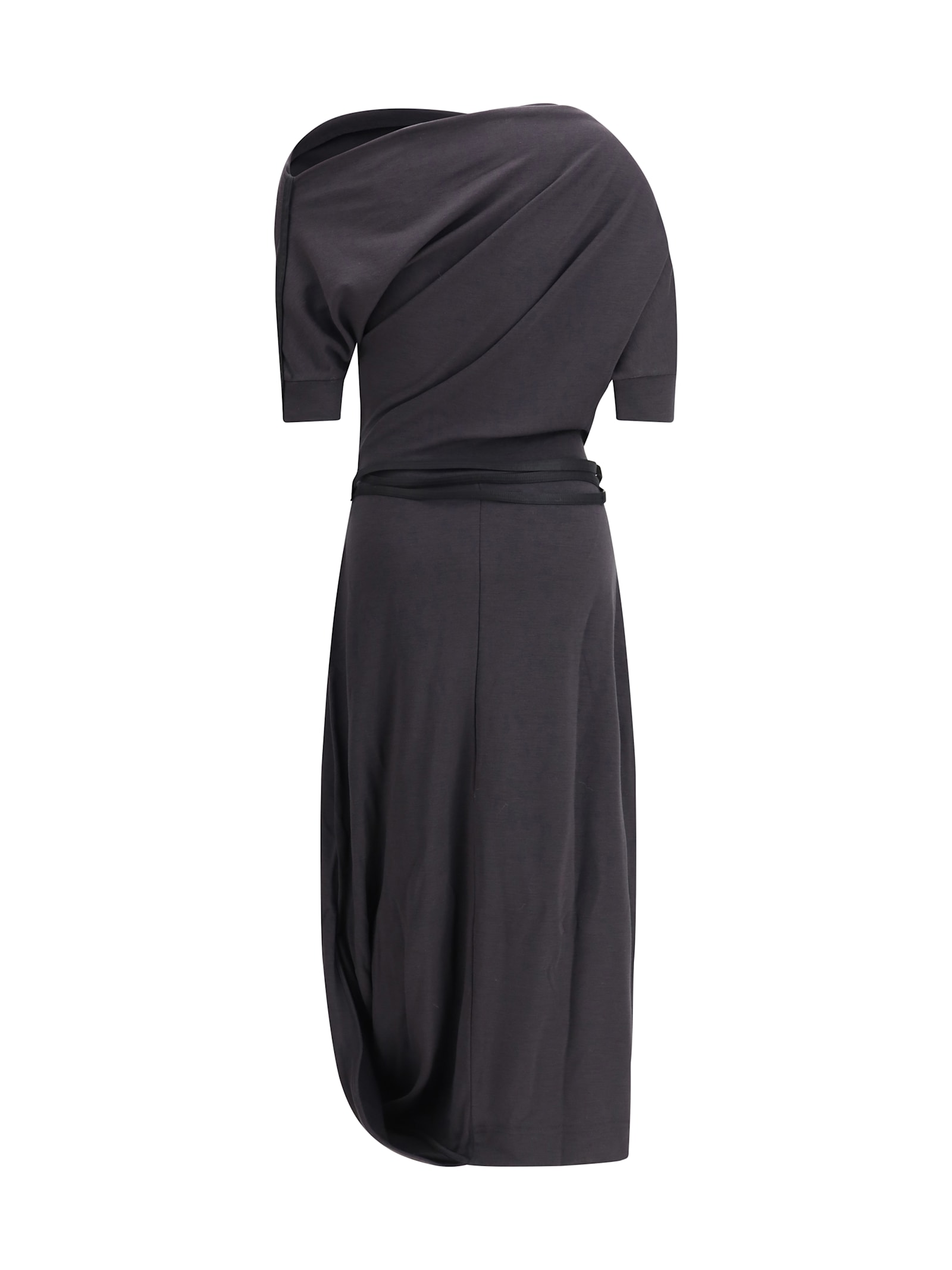 Lemaire Twisted Midi Dress In Gray