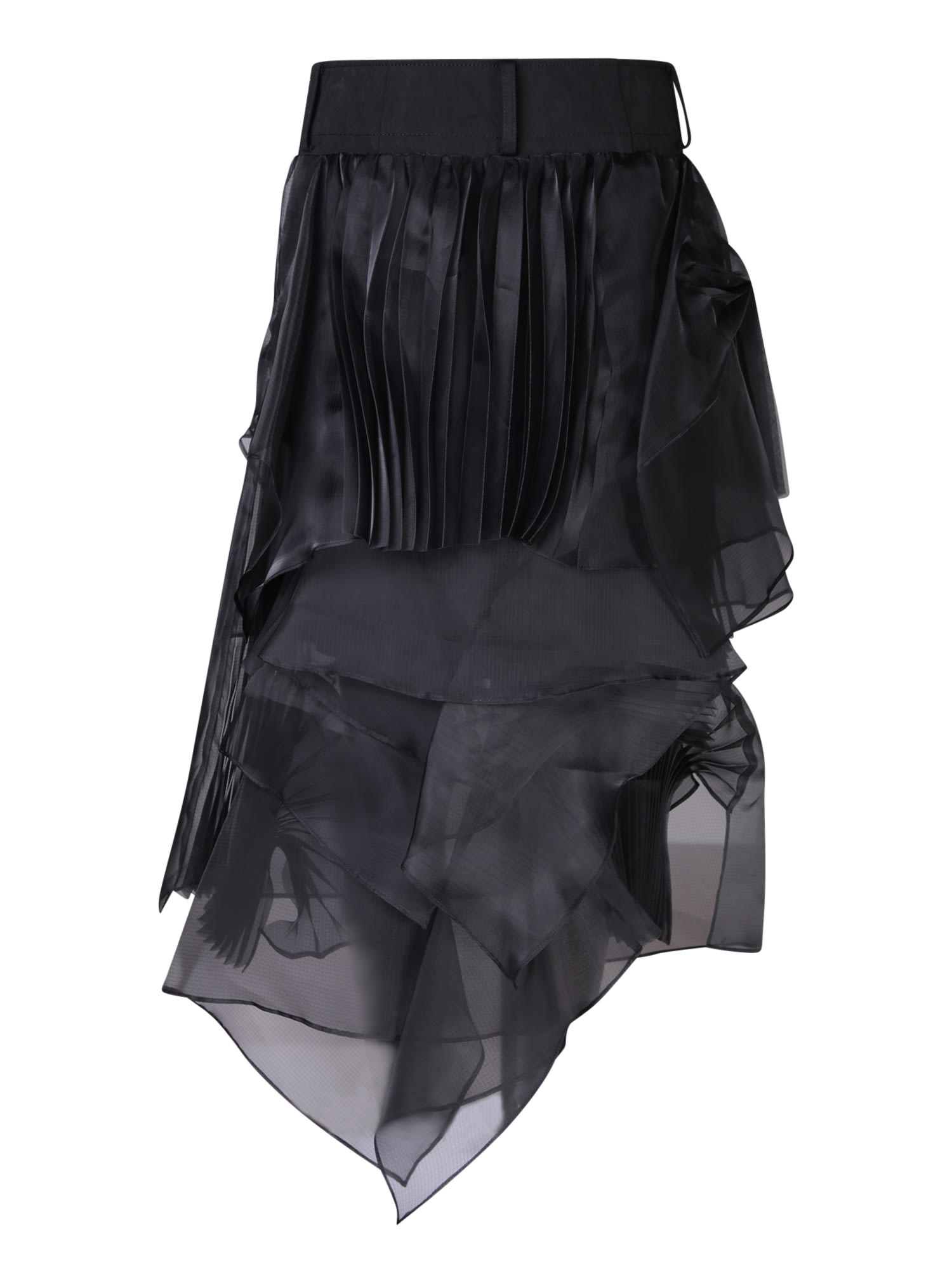 Shop Sacai Rip Stop Organdy Black Skirt