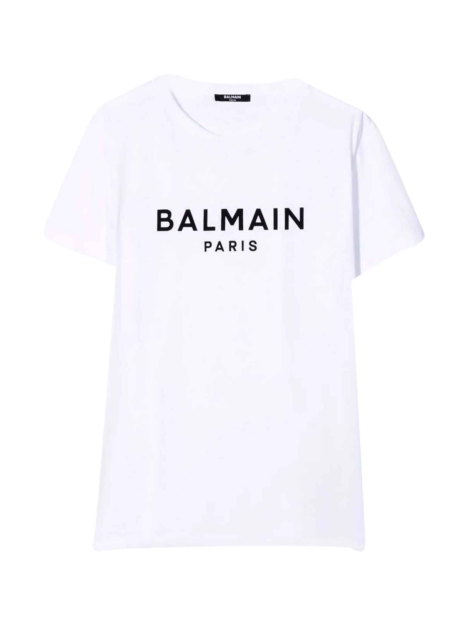 Balmain Kids' White T-shirt Unisex In Bianco/nero
