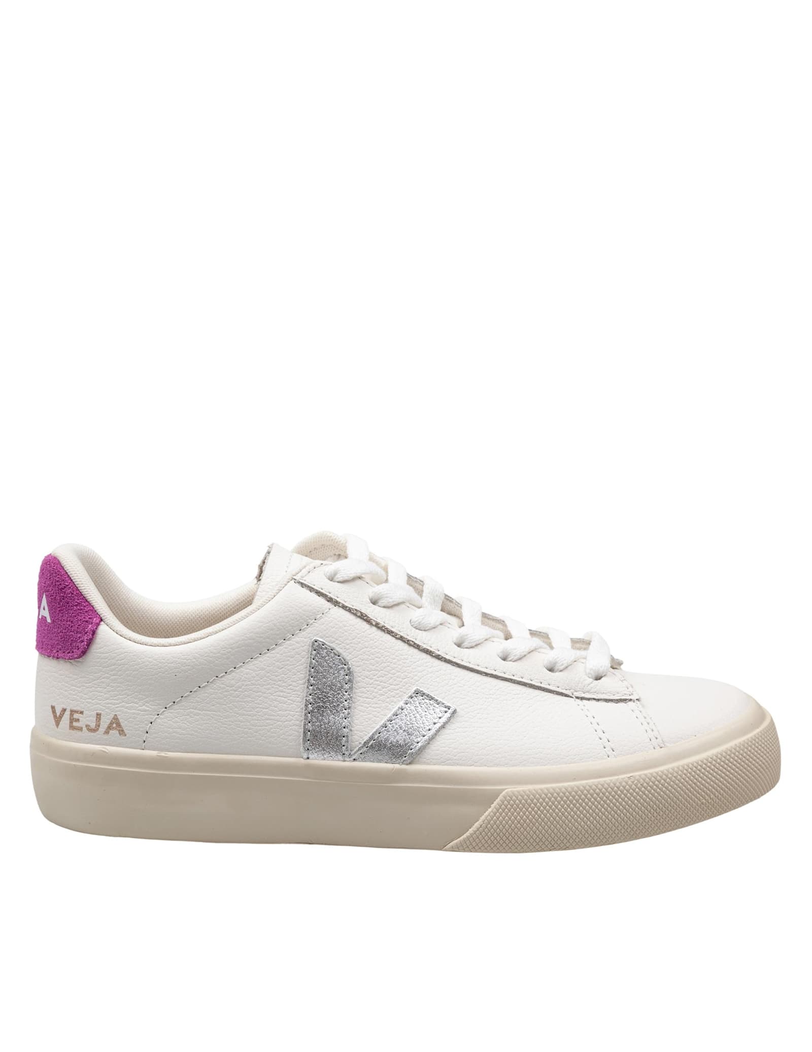 Veja Campo Chromefree Leather Shoes, White/purple In White
