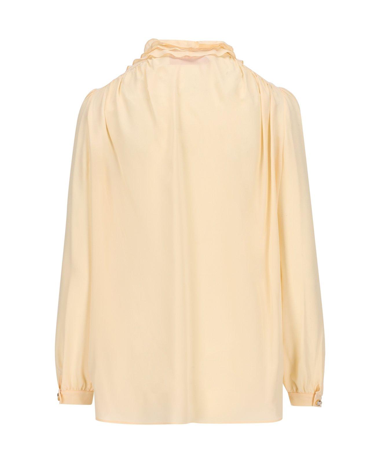 Valentino Silk Tasselled-pussybow Blouse In Beige