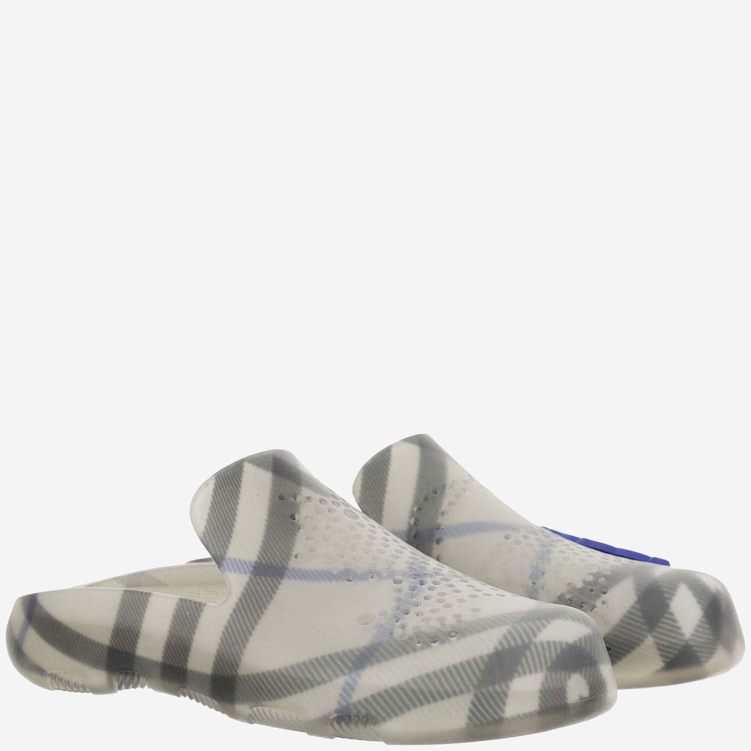 Shop Burberry Rubber Mules With Check Pattern In Red