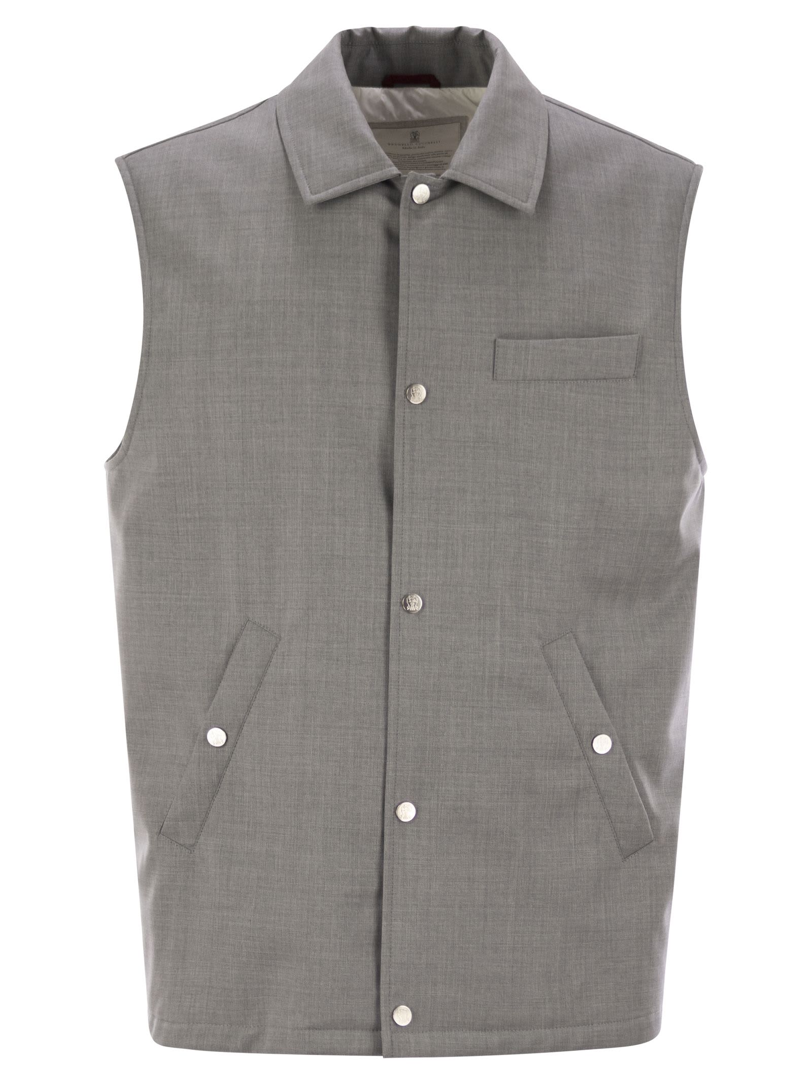 Sleeveless Jacket In Virgin Wool