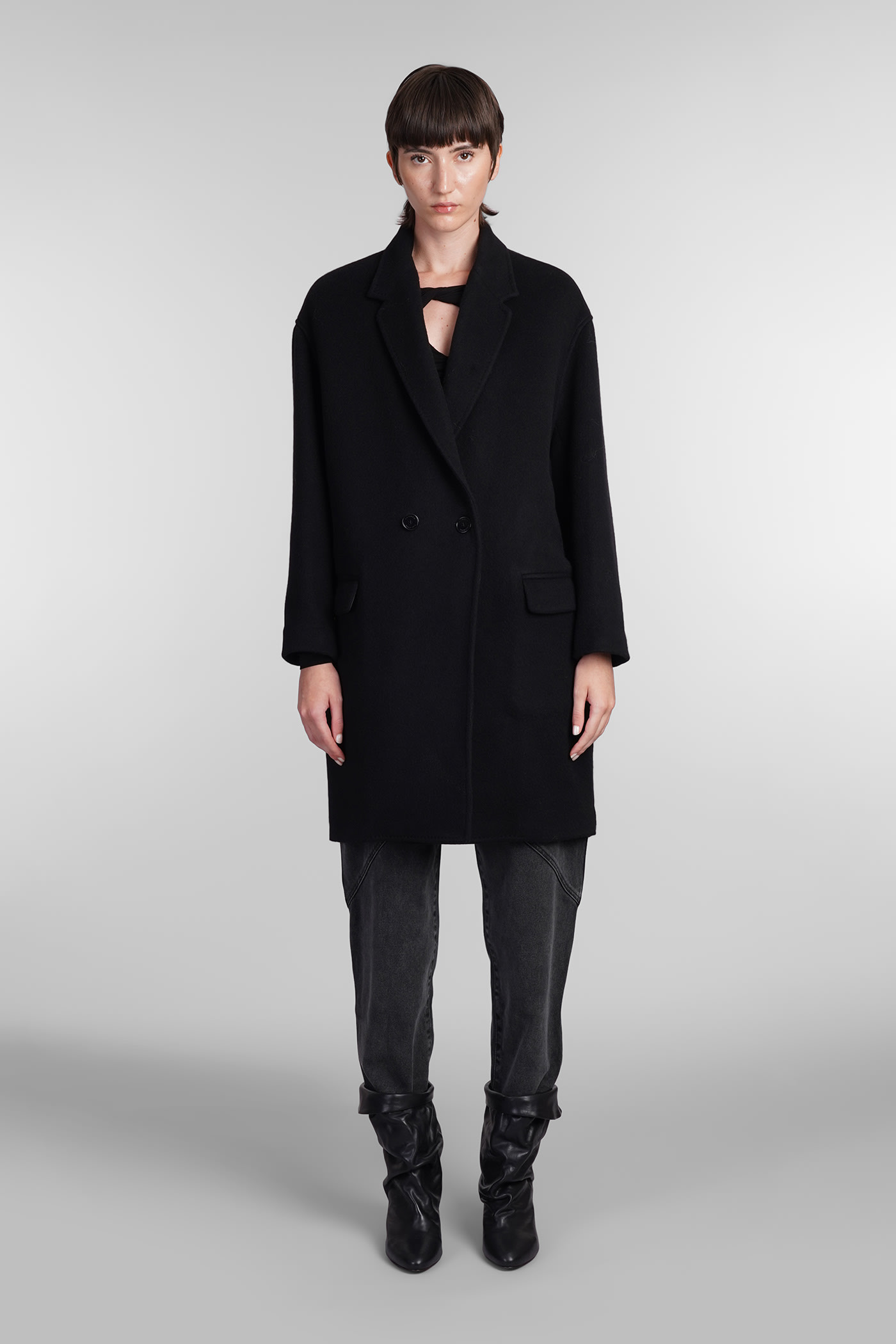 Isabel Marant Efegozi Coat In Black Wool