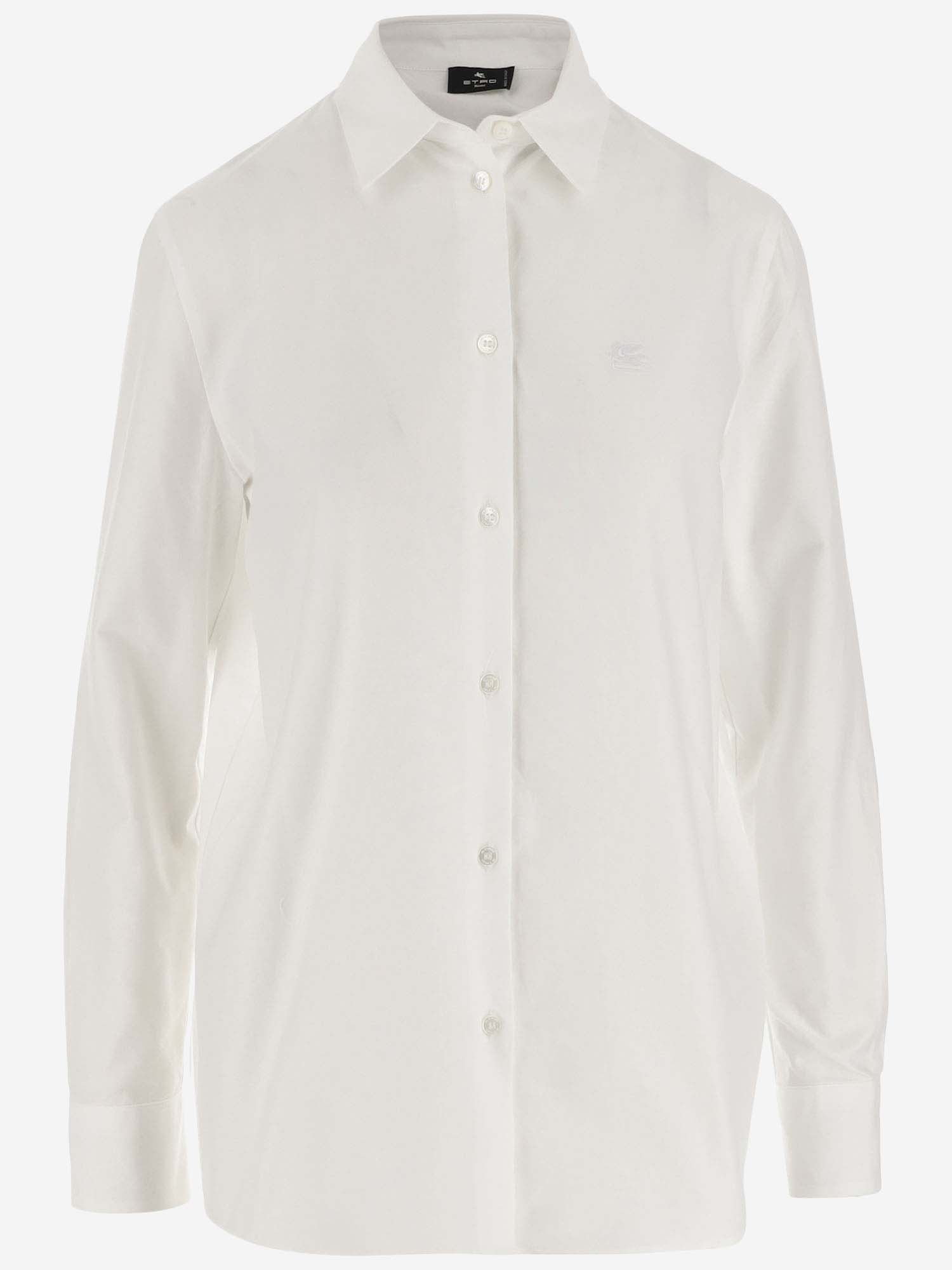 Etro Cotton Poplin Shirt With Logo In White