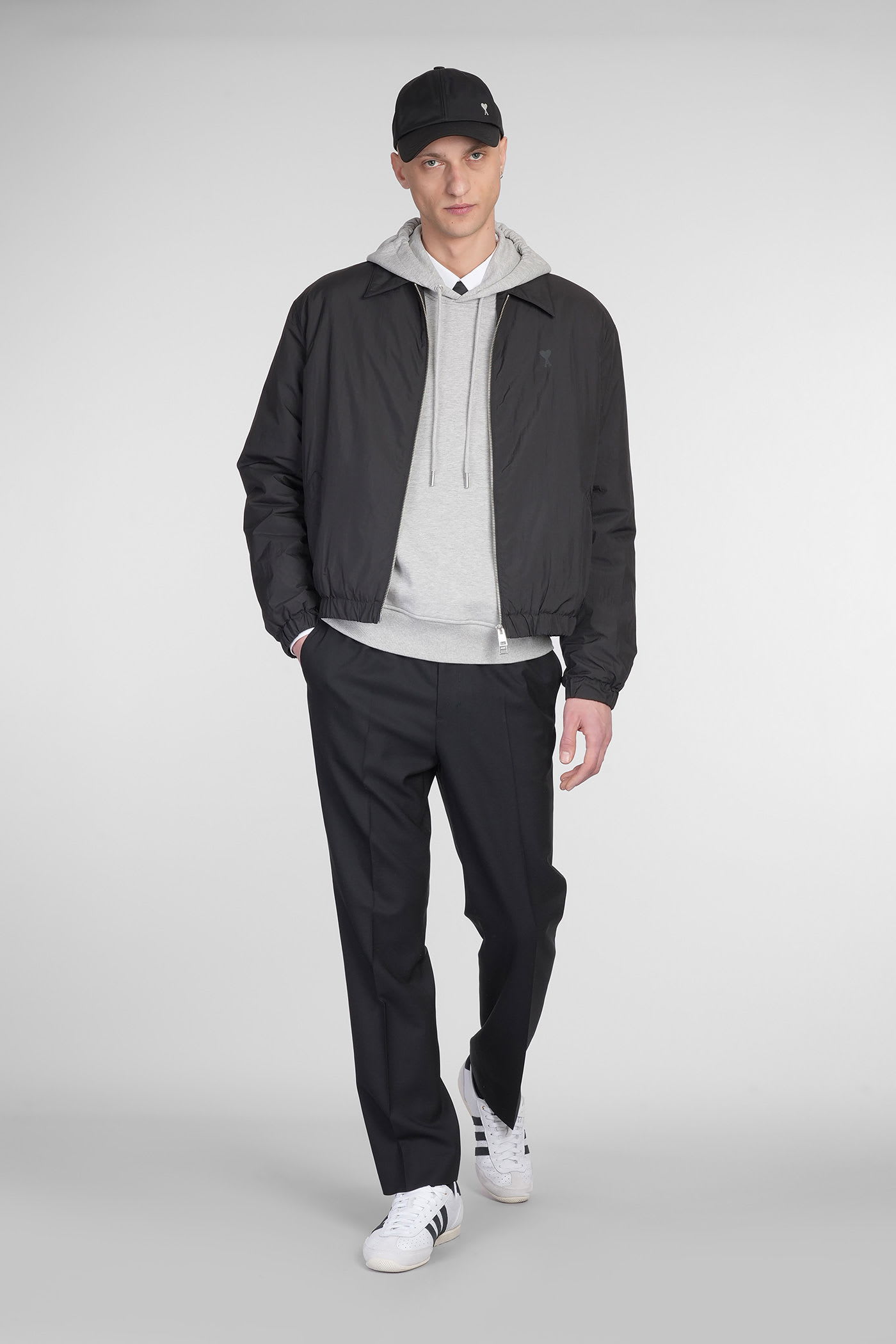 Ami Alexandre Mattiussi Black Technical Canvas Zipped Jacket Black In Black