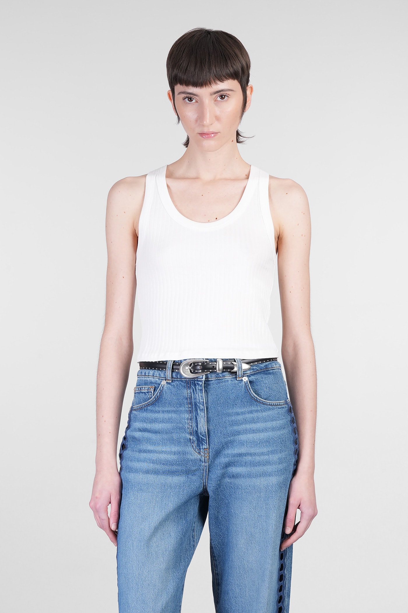 Emma Tank Top In White Cotton