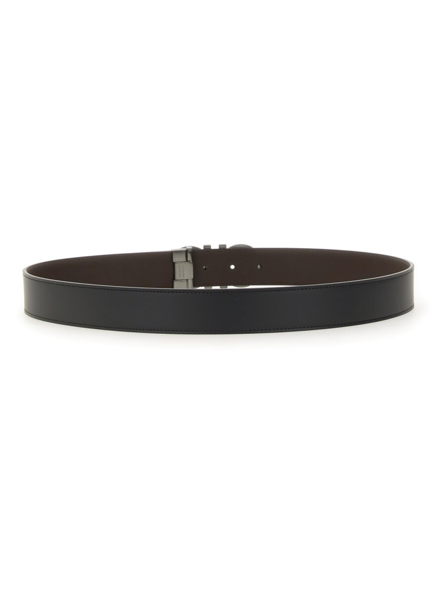 Ferragamo Cintura Reversibile Gancini In Black