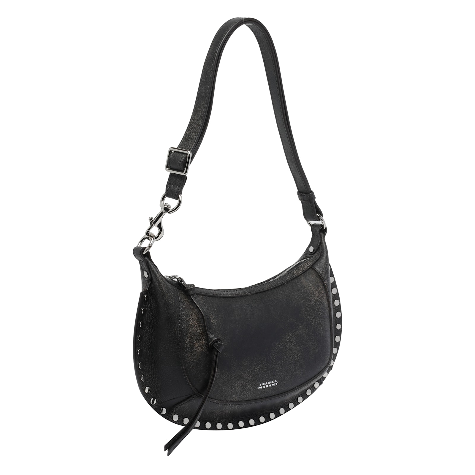 Isabel Marant Oskan Moon Stud-embellished Leather Shoulder Bag In Black
