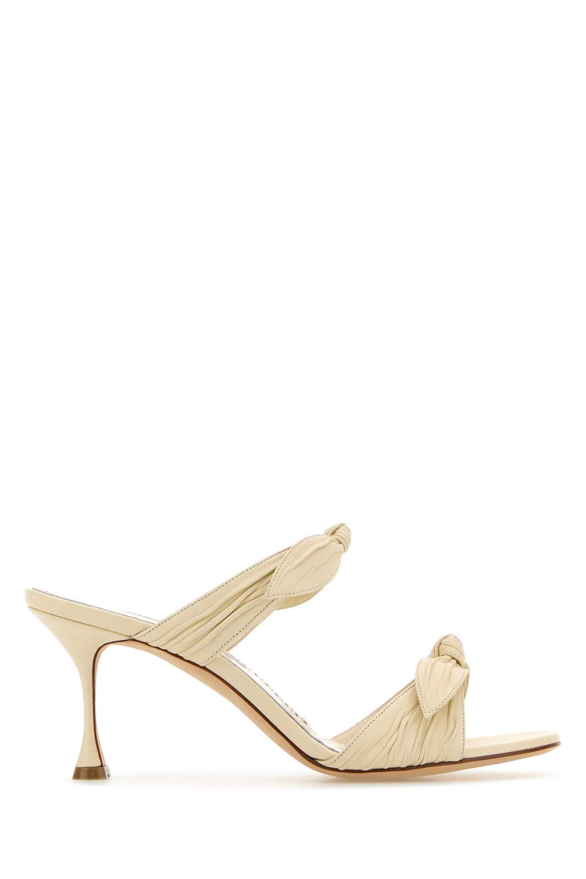 Shop Manolo Blahnik Ivory Nappa Leather Lollo Mules In Lcrm