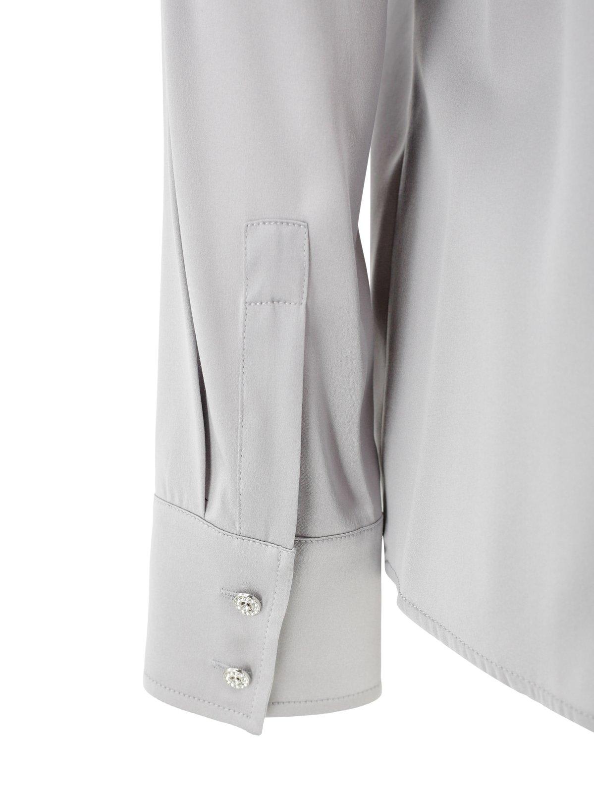 Shop Max Mara Buttoned Long-sleeved Top In Grigio Perla