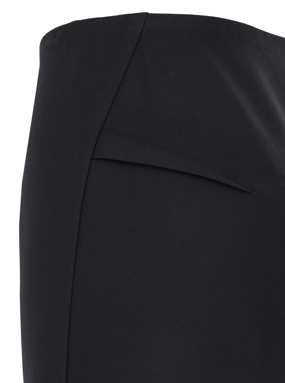 Shop Versace Black Midi Skirt With Side Slit In Stretch Wool Woman