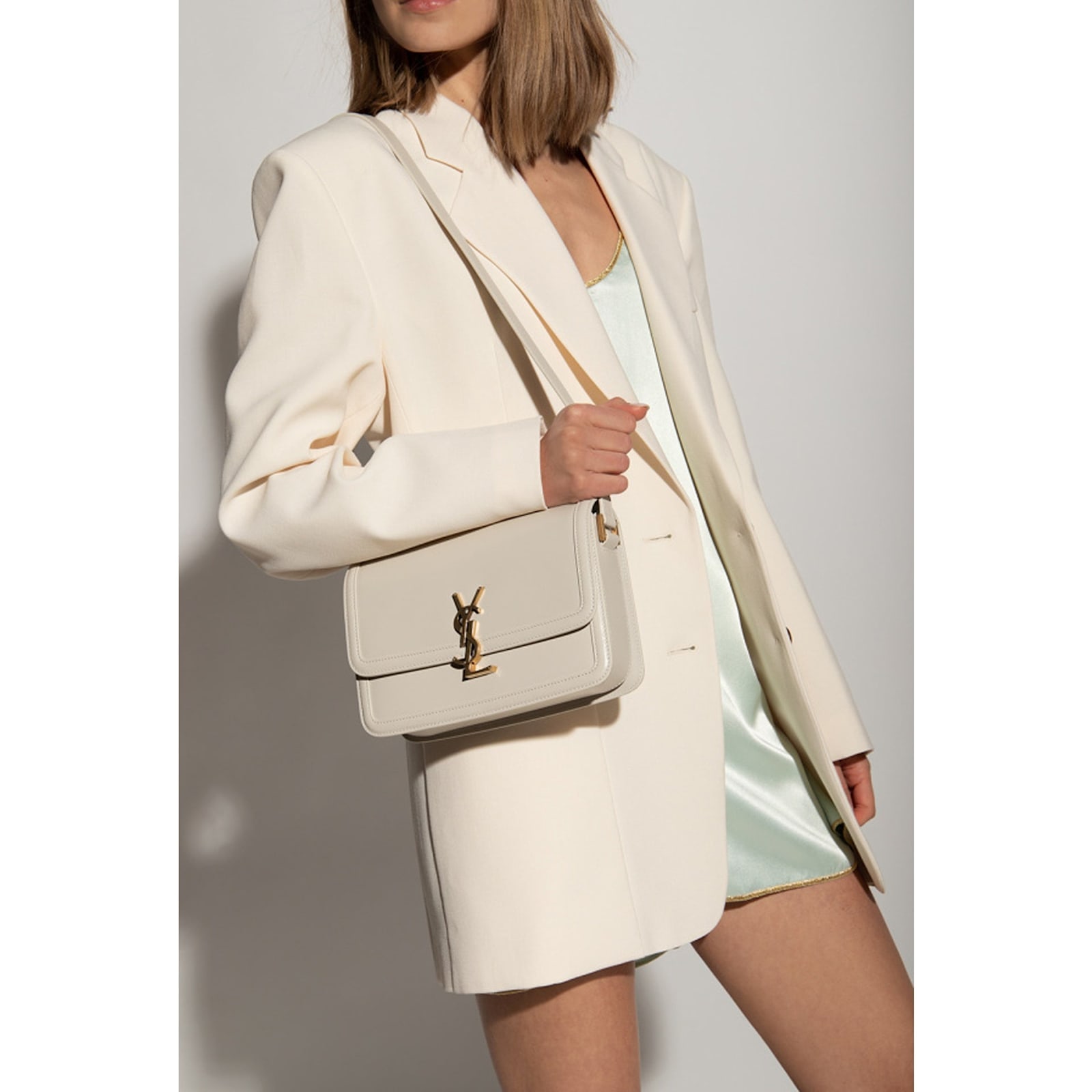 Saint Laurent Solferino Medium Shoulder Bag In White