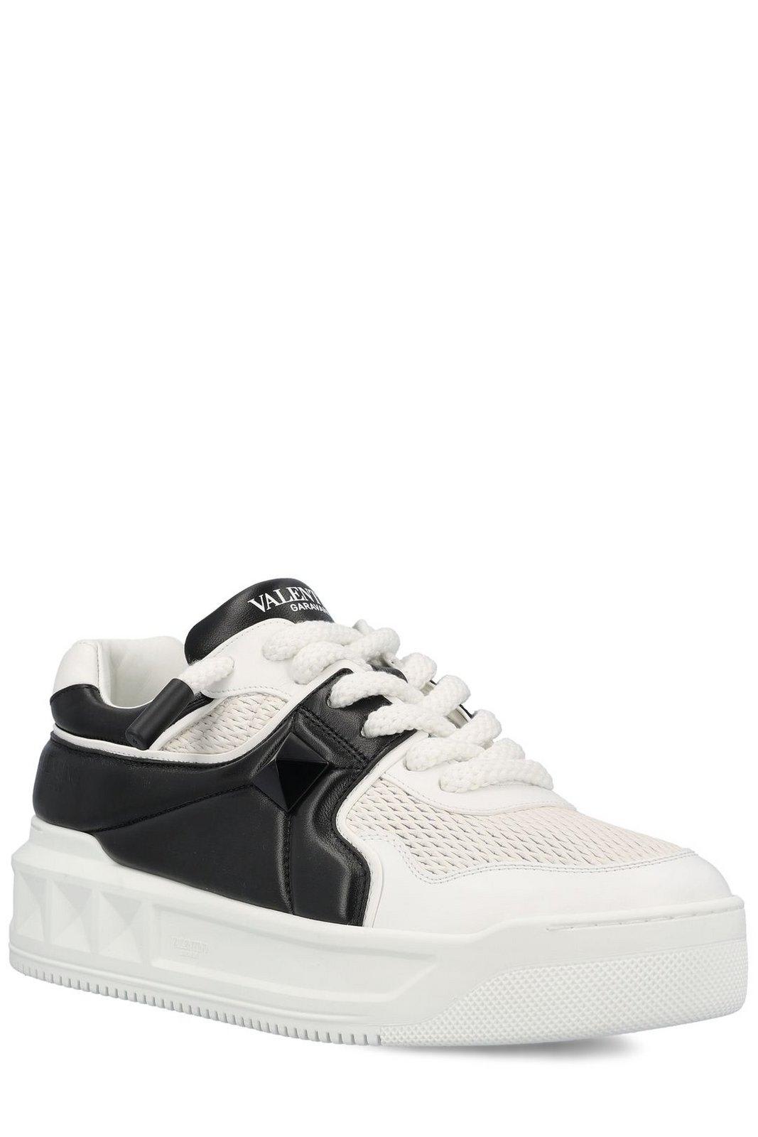 Shop Valentino Low-top Lace-up Sneakers In White