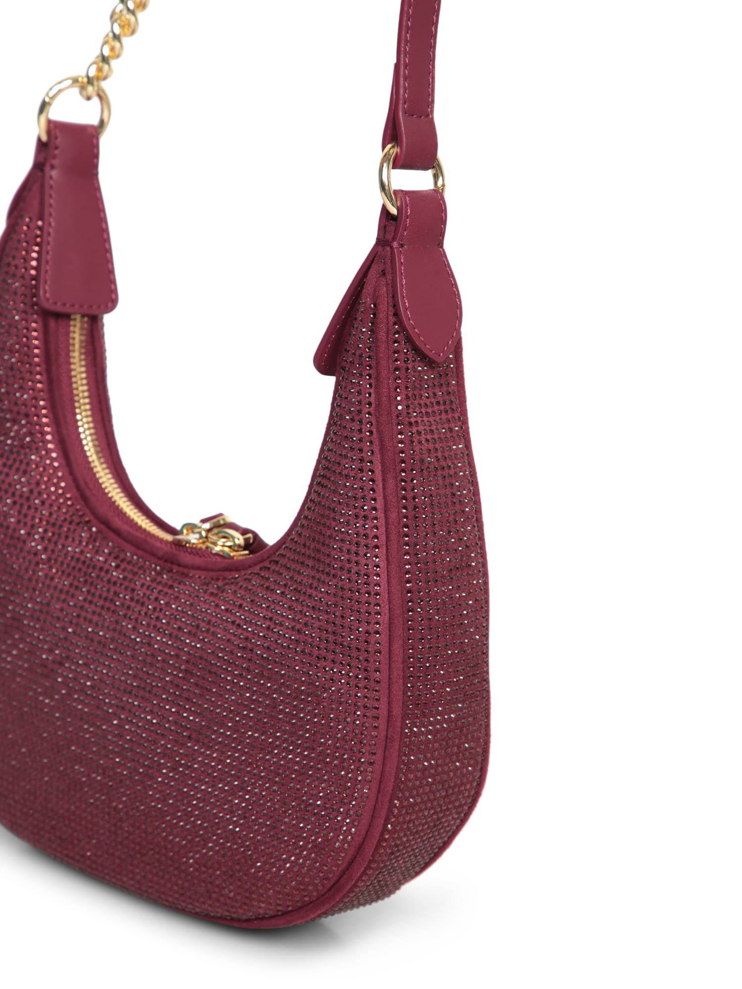 Shop Pinko Brioche Red Mini Strass Bag In Brown