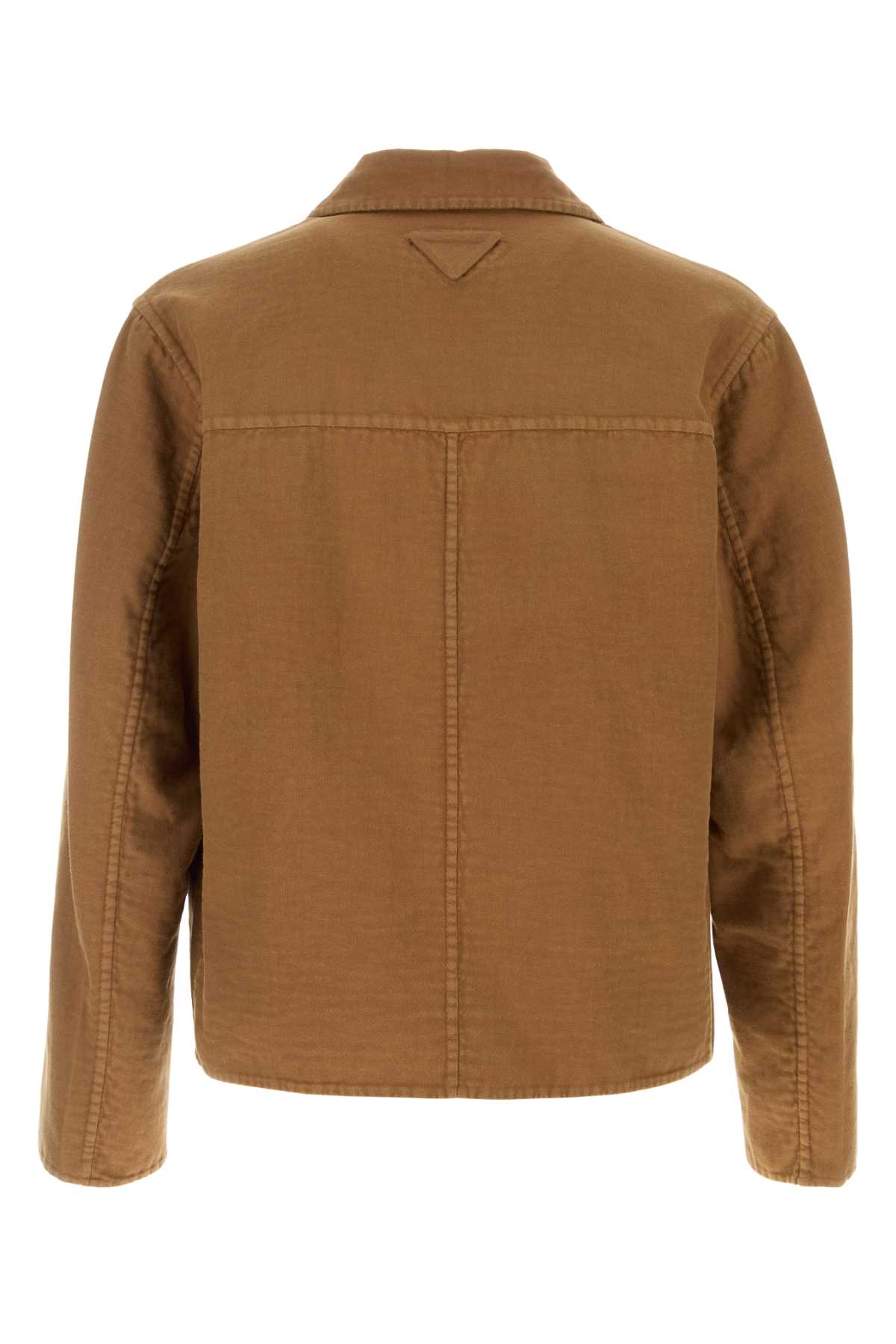 Prada Single-breasted Cotton Jacket In Caramello