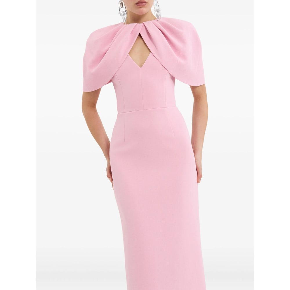 Rebecca Vallance Xena Petal-sleeve Keyhole Gown In Pink
