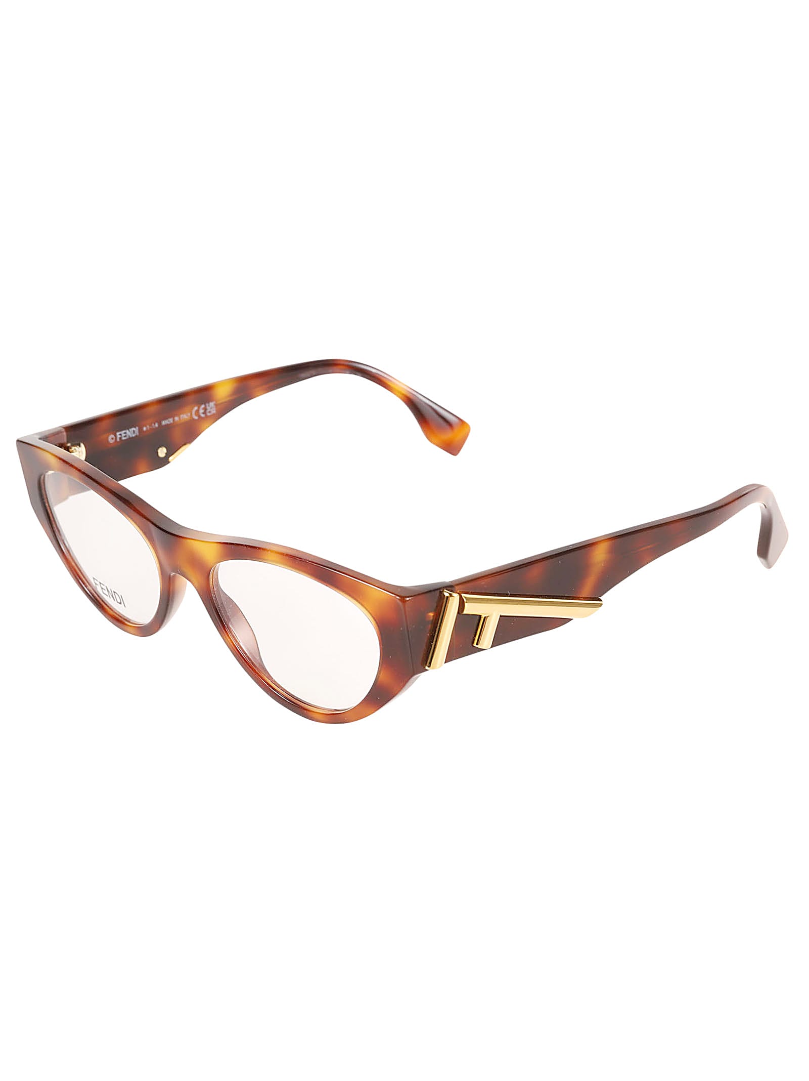 Fendi Cat-eye Metal Logo Sided Glasses In 053 - Havana