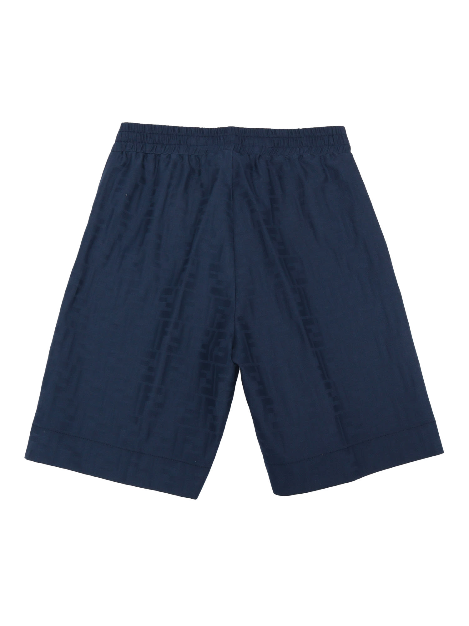 Fendi Blue Bermuda Shorts With All-over Tone-on-tone Gg Motif In Cotton Boy In Multicolor