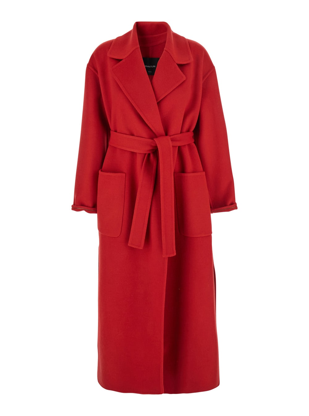 Fabiana Filippi Red Coat With Wide Notched Revers In Virgin Wool Woman In Red