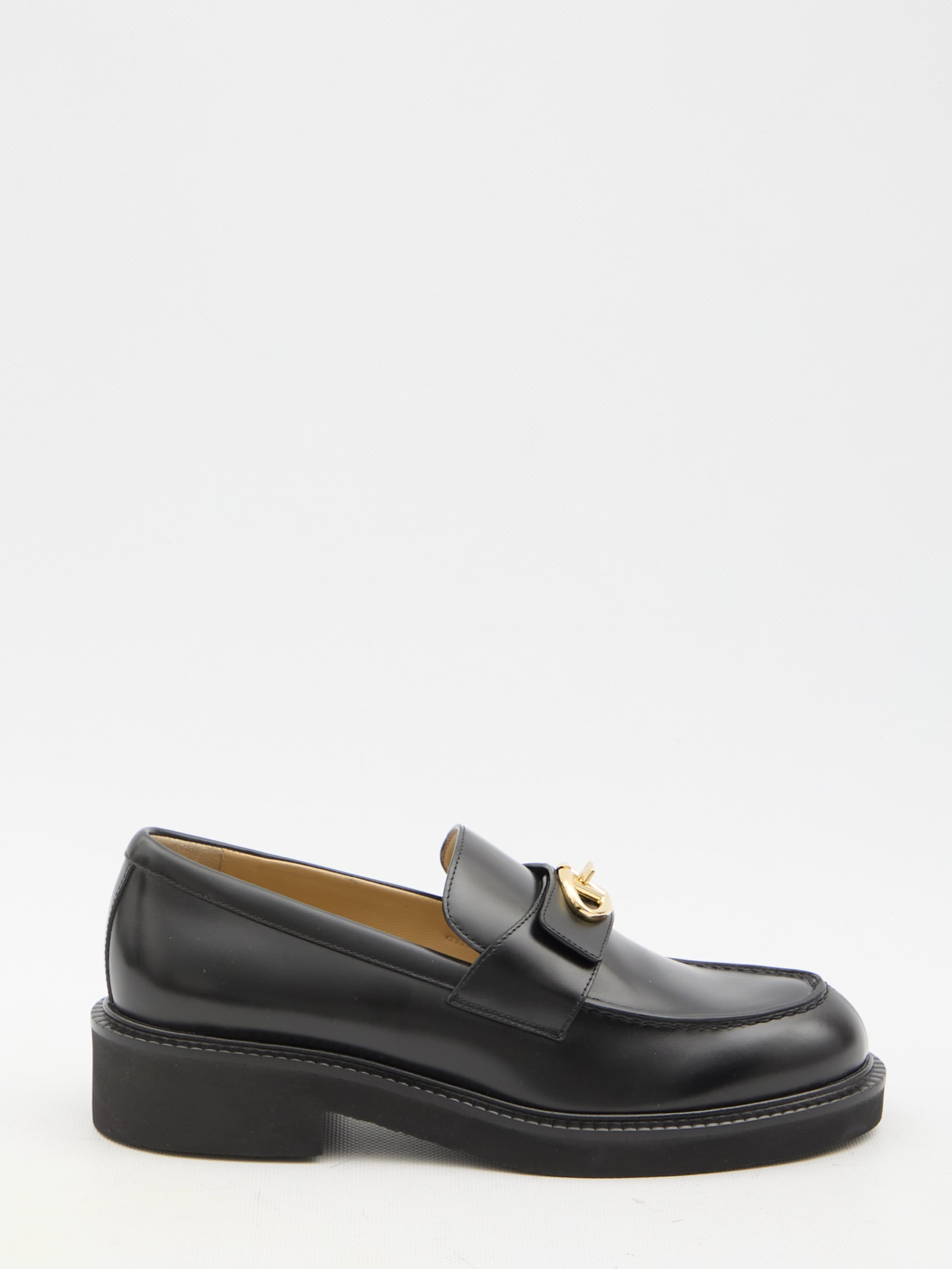 Shop Valentino Vlogo Locker Loafers In Black